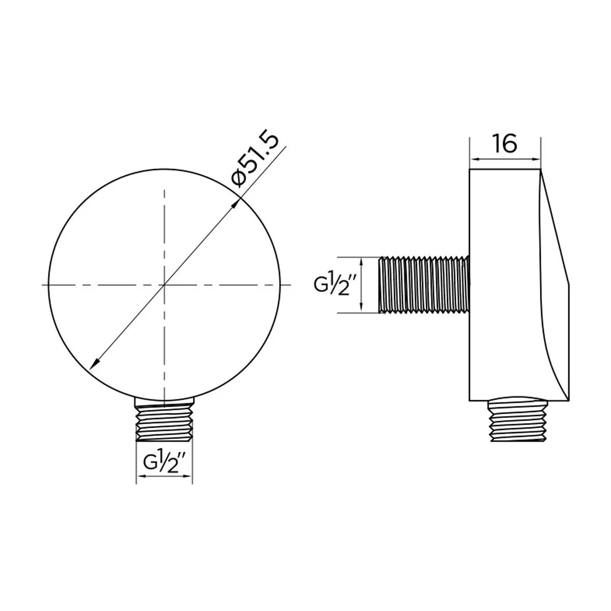 Chrome Wall Mounted Modern Shower Outlet Elbow