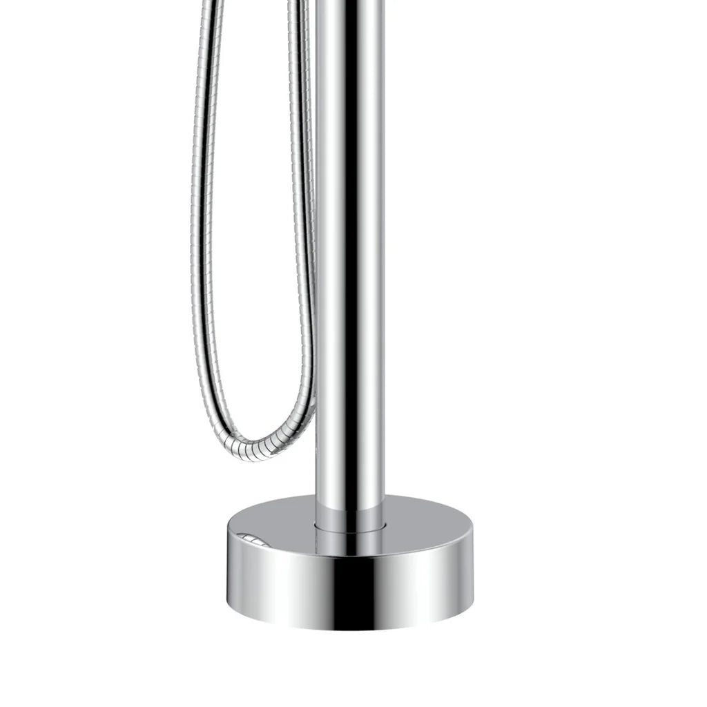 Modern Chrome Freestanding Bath Shower Mixer Tap with Round Handheld Kit