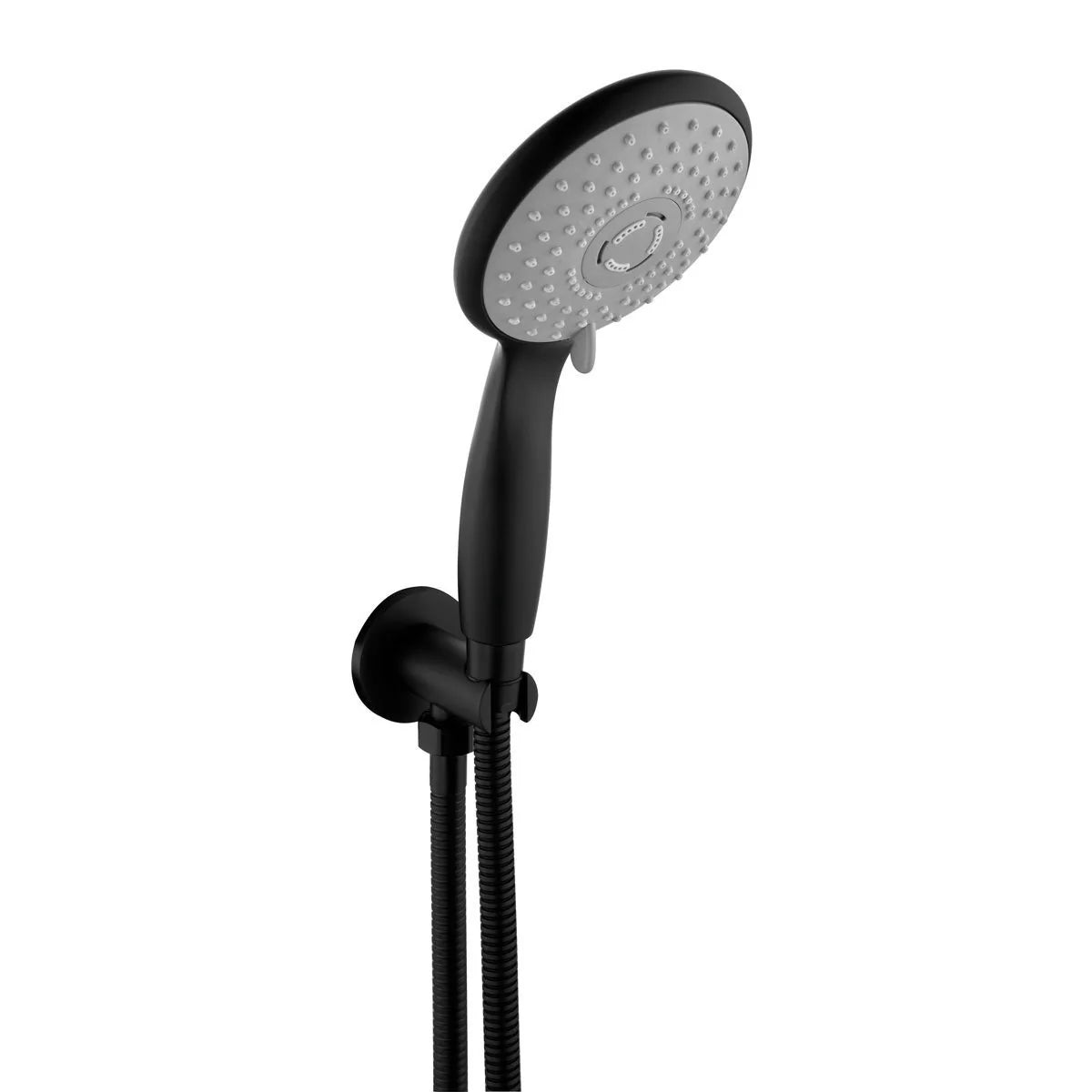 Matte Black Round Wall Outlet Kit with Handset and Hose