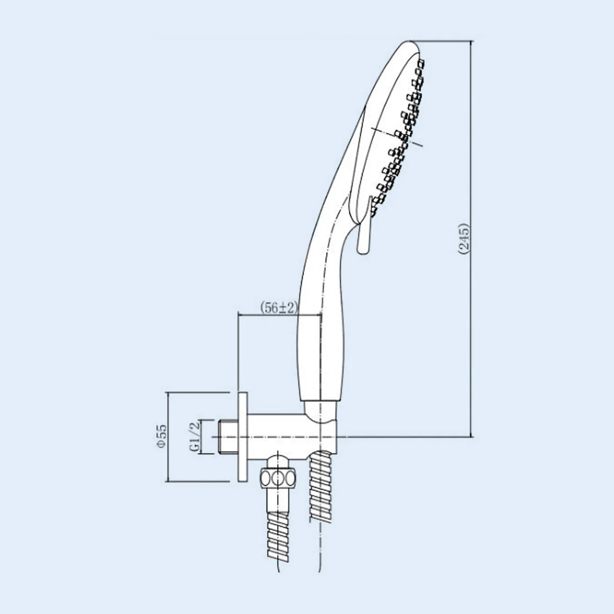 Matte Black Round Wall Outlet Kit with Handset and Hose
