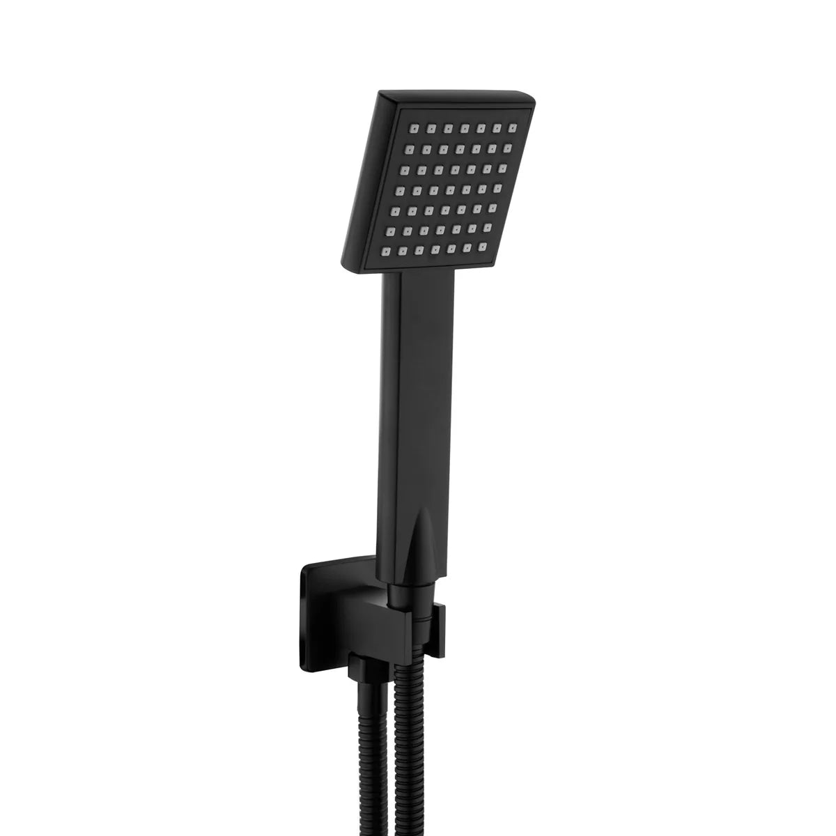 Matte Black Square Wall Outlet Kit with Handset and Hose
