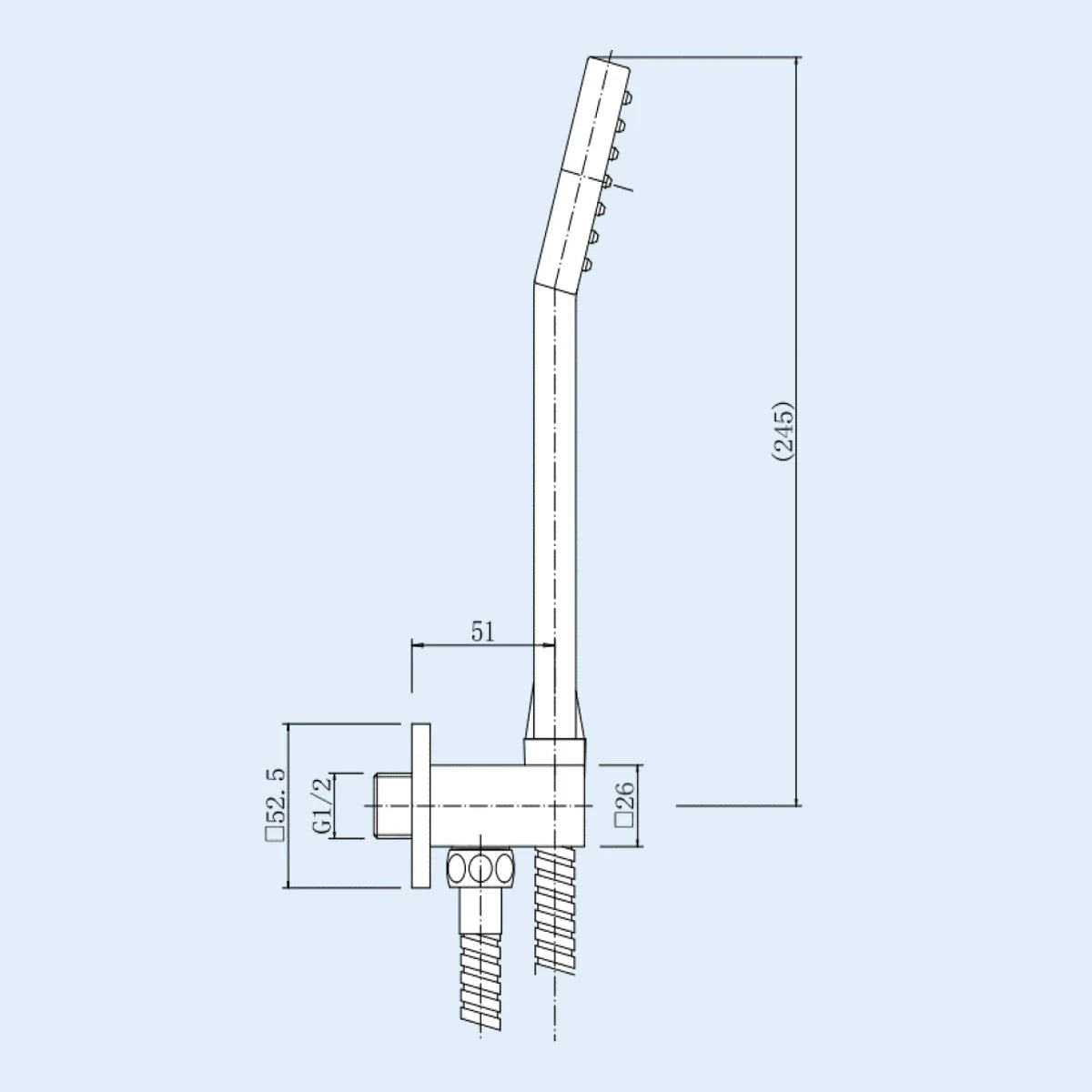 Matte Black Square Wall Outlet Kit with Handset and Hose