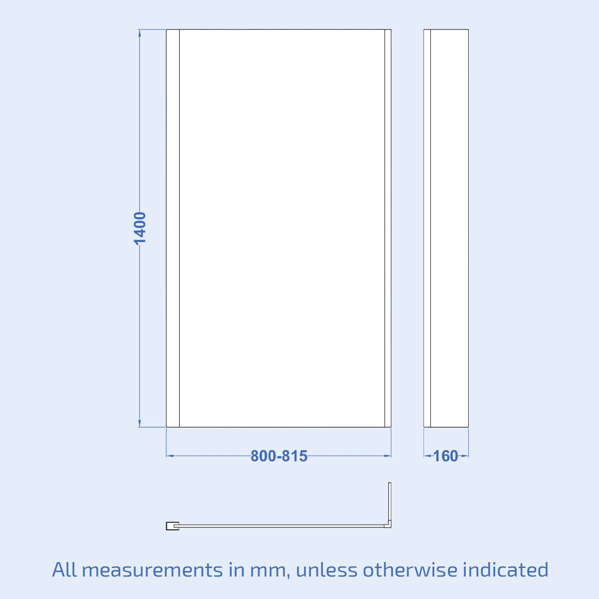 Chrome 800mm L-Shaped Bath Screen