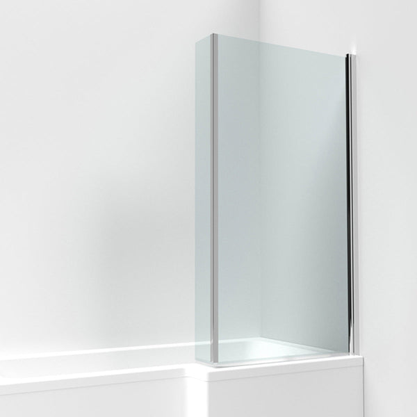 Chrome 795 mm L-Shaped Hinged Bath Screen