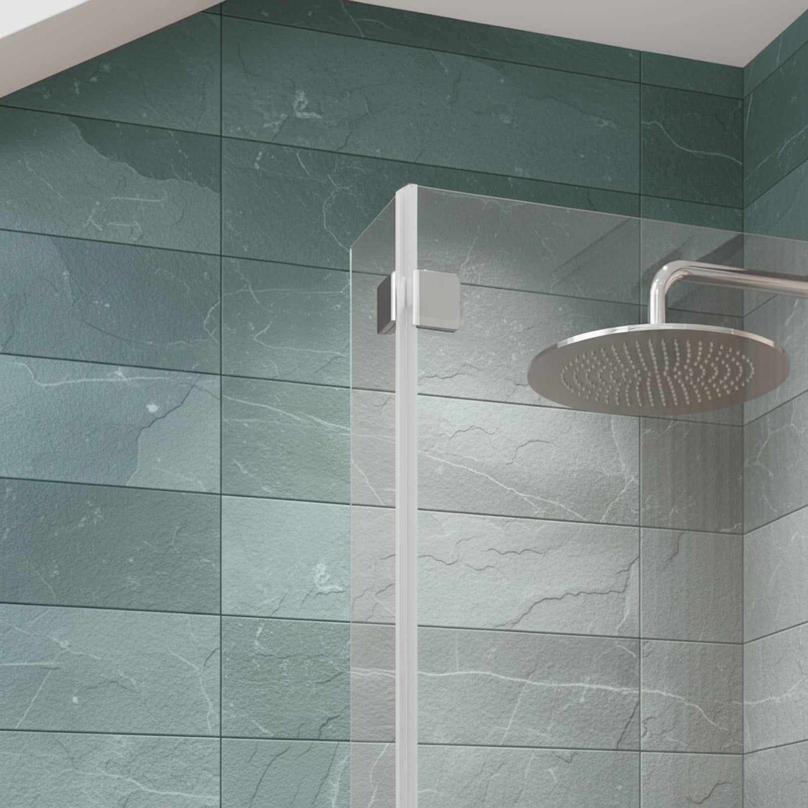 830mm Reversible 6mm Tempered Glass L-shape Bath Screen Chrome