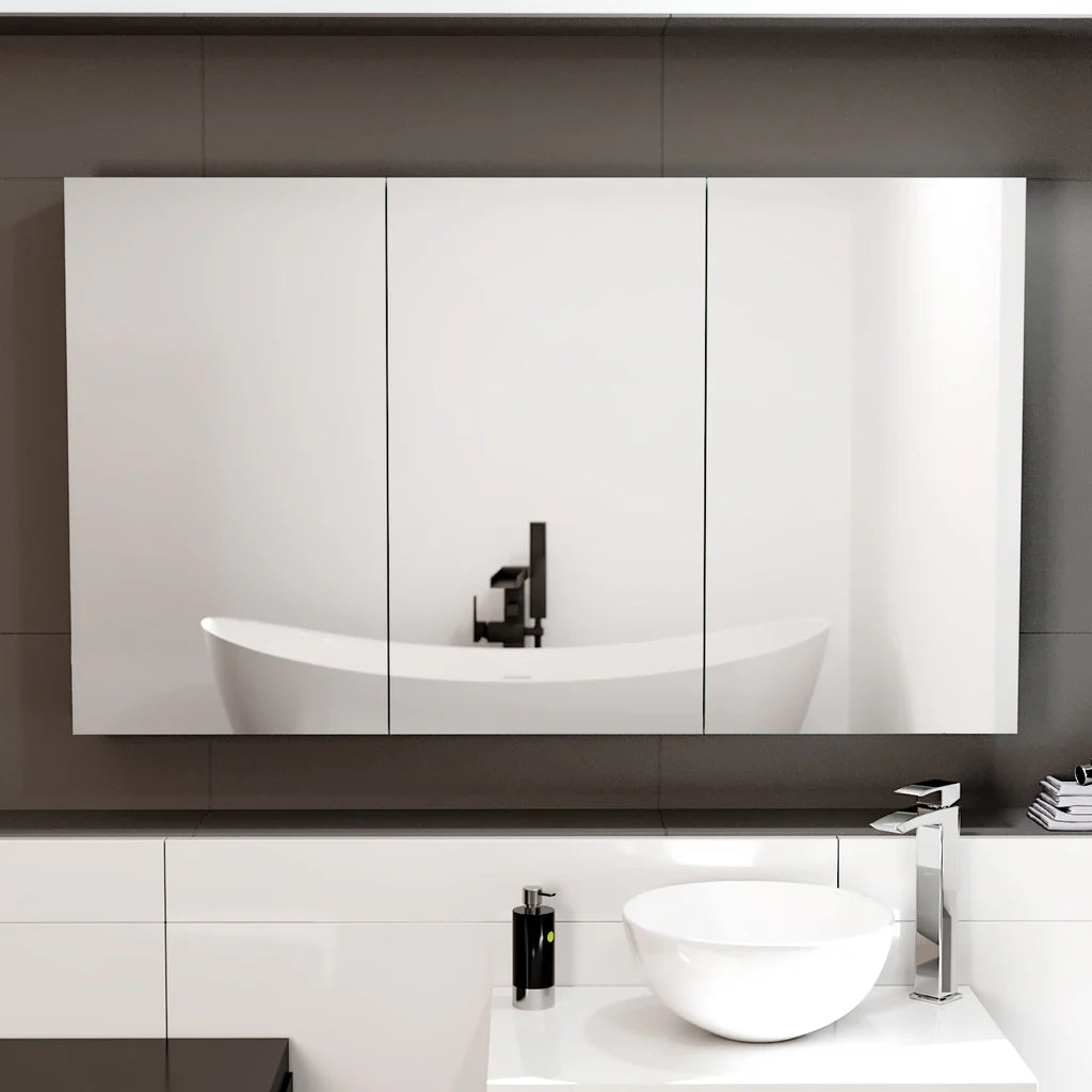 Dark Grey 1200mm Bathroom Mirror Cabinet With Shelf Storage