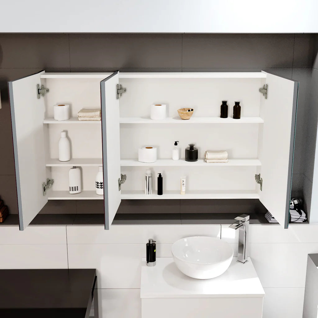 Matte Grey 1200mm Bathroom Mirror Cabinet With Shelf Storage