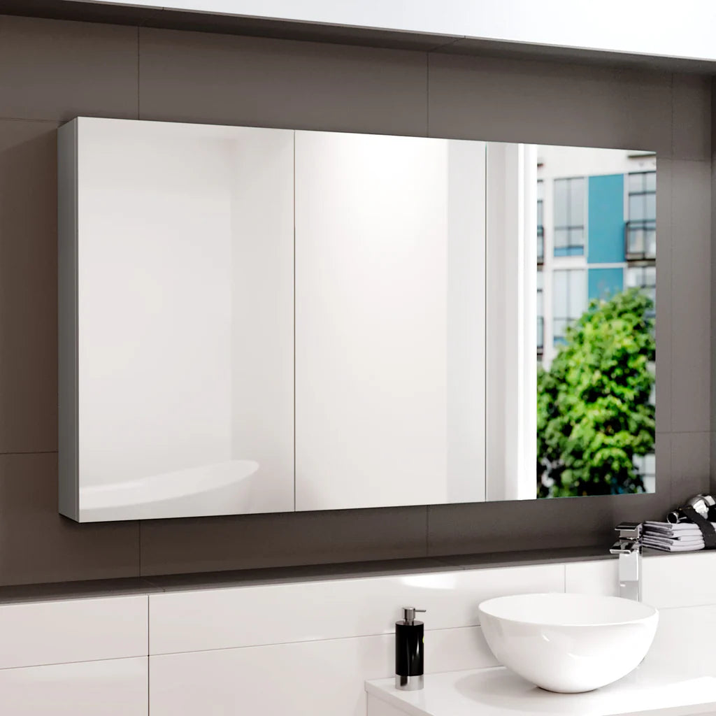 Matte Grey 1200mm Bathroom Mirror Cabinet With Shelf Storage