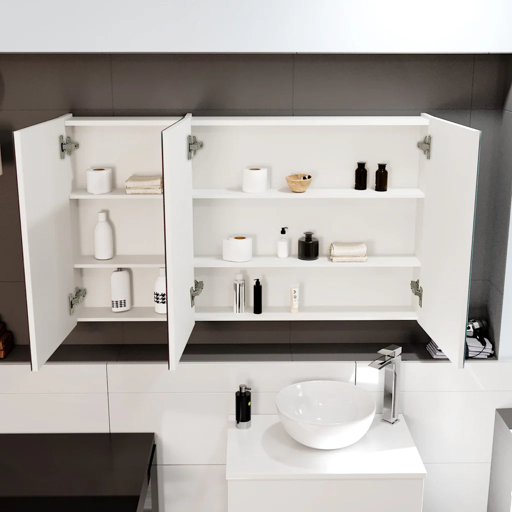 Gloss White 1200mm Bathroom Mirror Cabinet With Shelf Storage