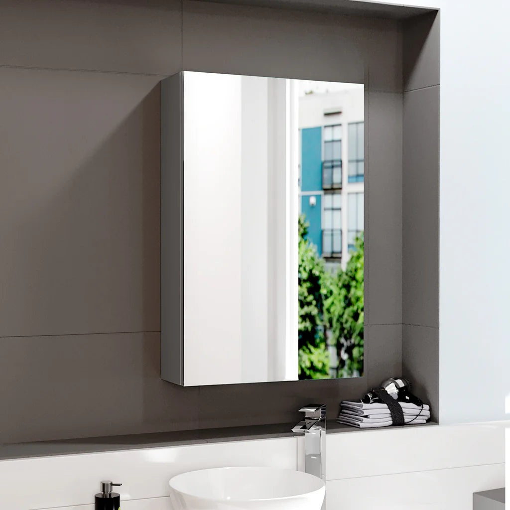 Dark Grey 400mm Bathroom Mirror Cabinet With Shelf Storage