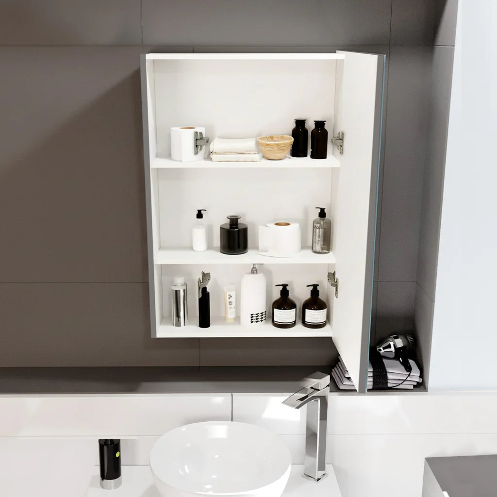 Matte Grey 400mm Bathroom Mirror Cabinet With Shelf Storage