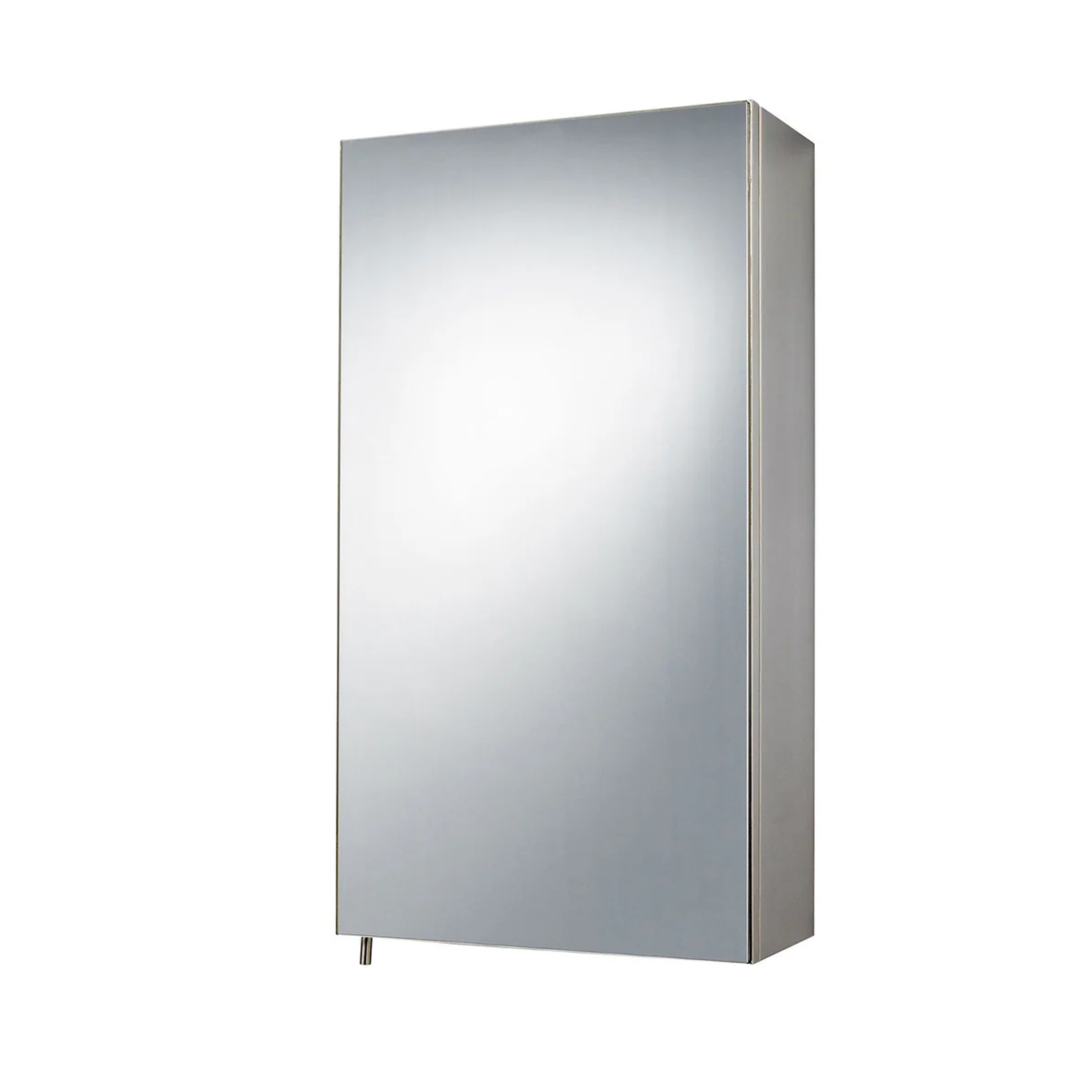White Stainless Steel Single Door Bathroom Mirror Cabinet 300mm W x 550mm H x 140mm Wall Mounted