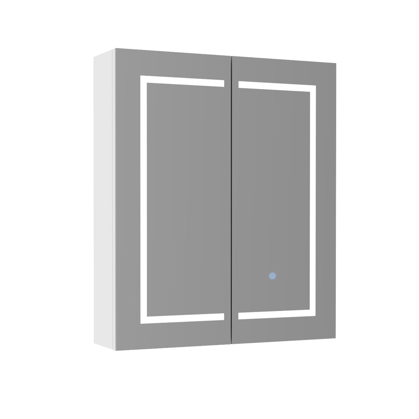 600mm LED 2 Doors White Bathroom Mirror Cabinet Battery Powered