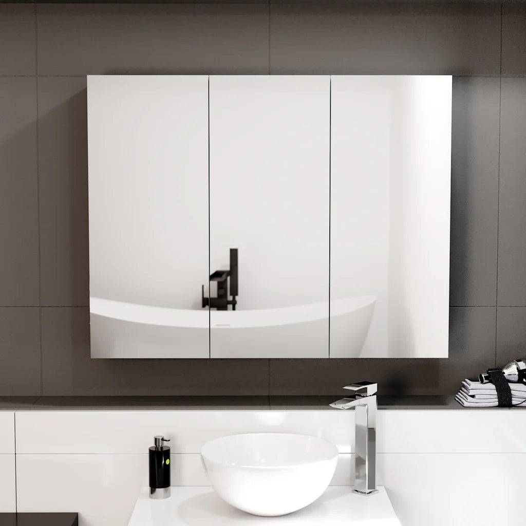 Dark Grey 900mm Bathroom Mirror Cabinet With Shelf Storage