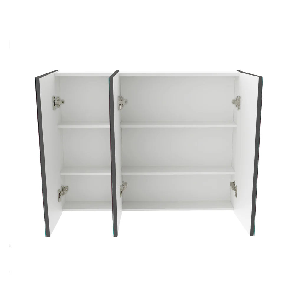Dark Grey 900mm Bathroom Mirror Cabinet With Shelf Storage