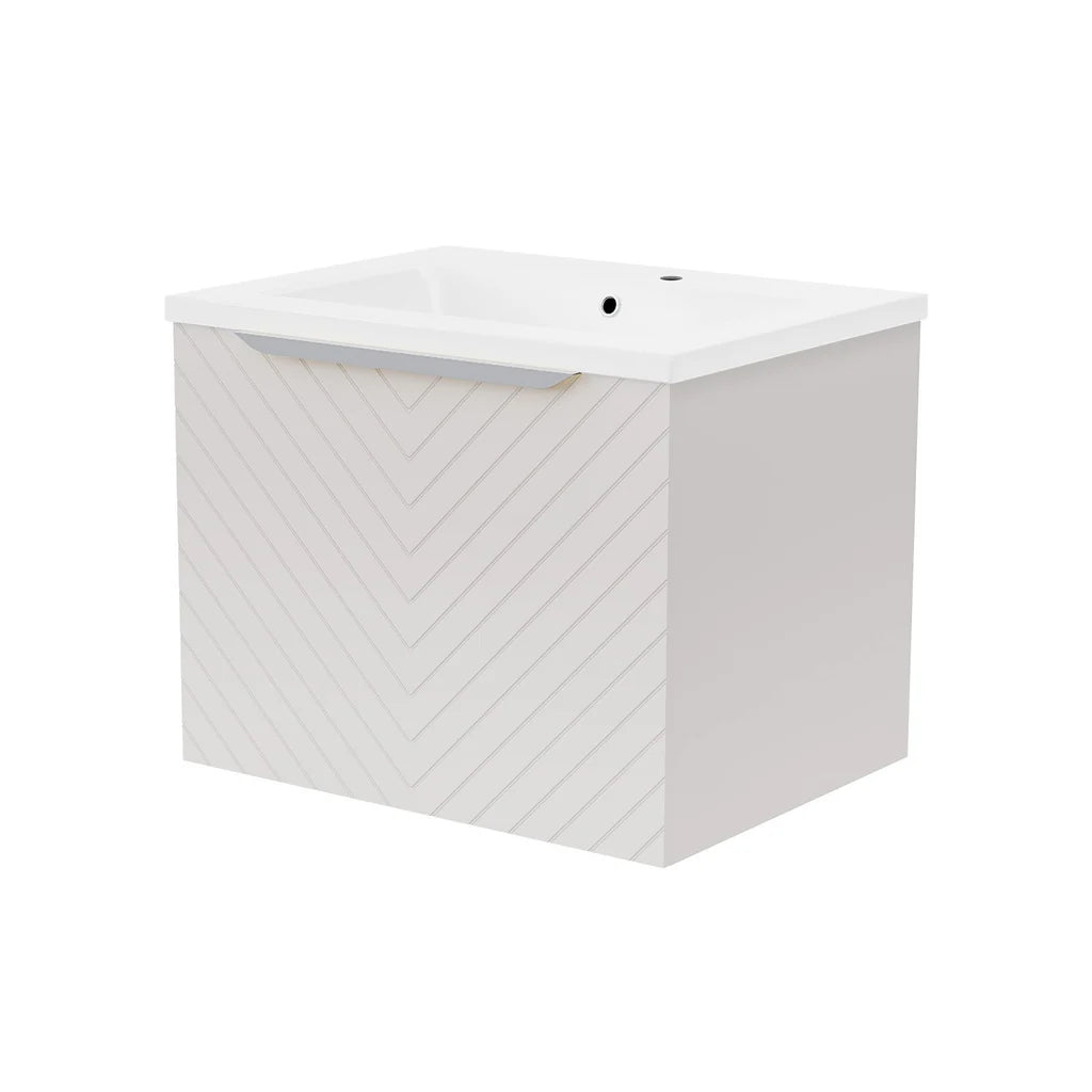 Roxy 600mm Wall Hung Pink Drawers Basin Vanity Chrome Handle