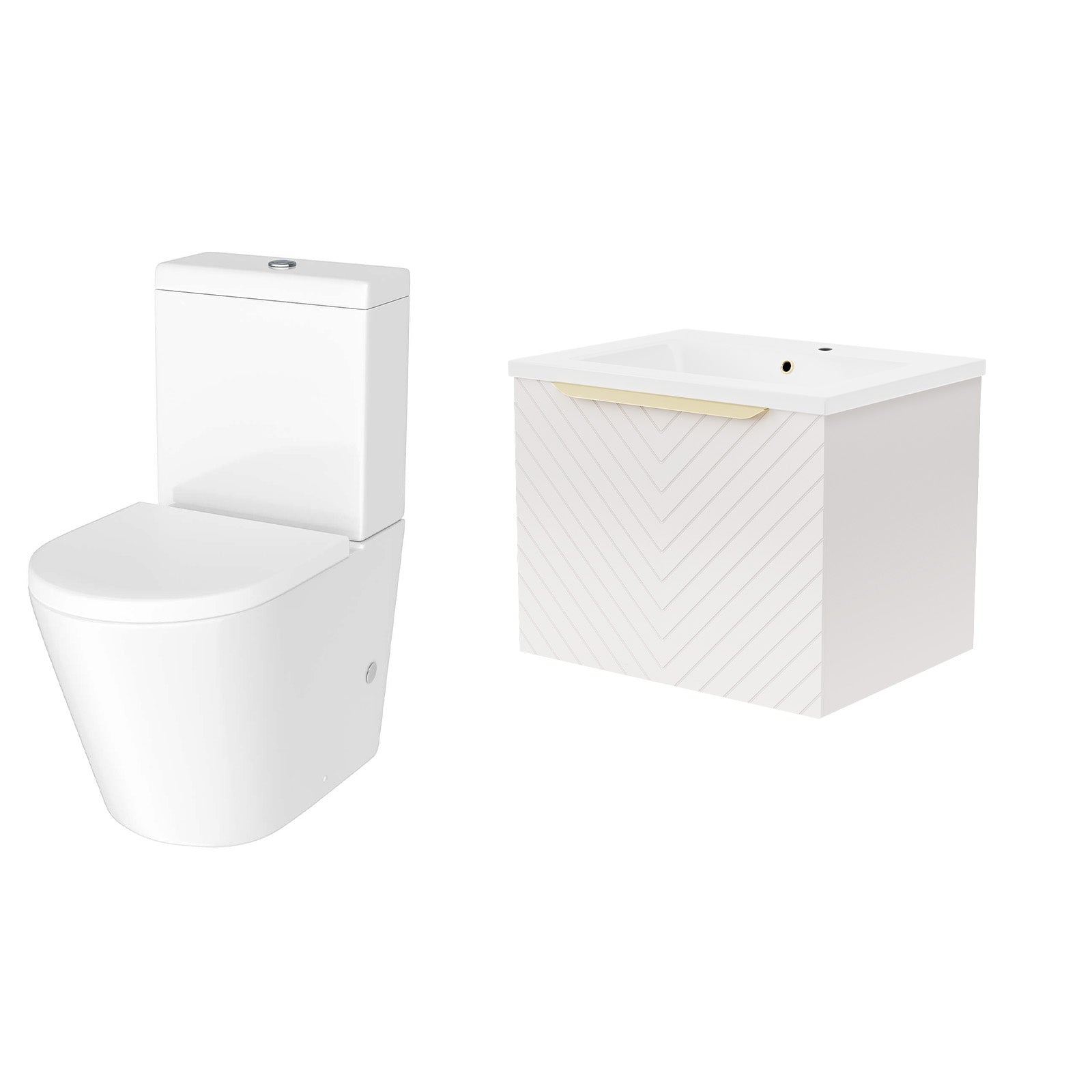 Roxy Pink 600mm Basin Vanity & Close Coupled Toilet