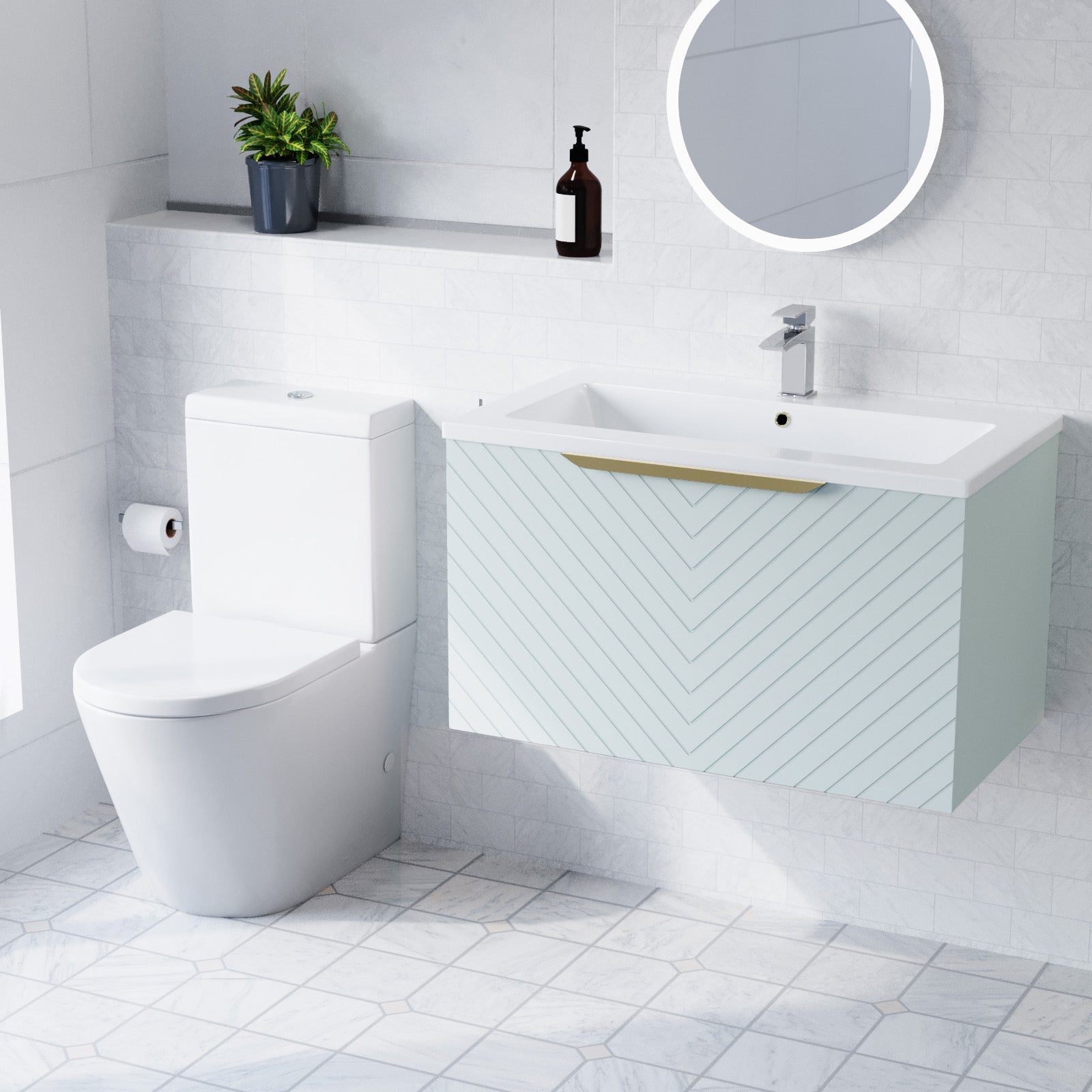 Roxy Green 800mm Basin Vanity & Close Coupled Toilet