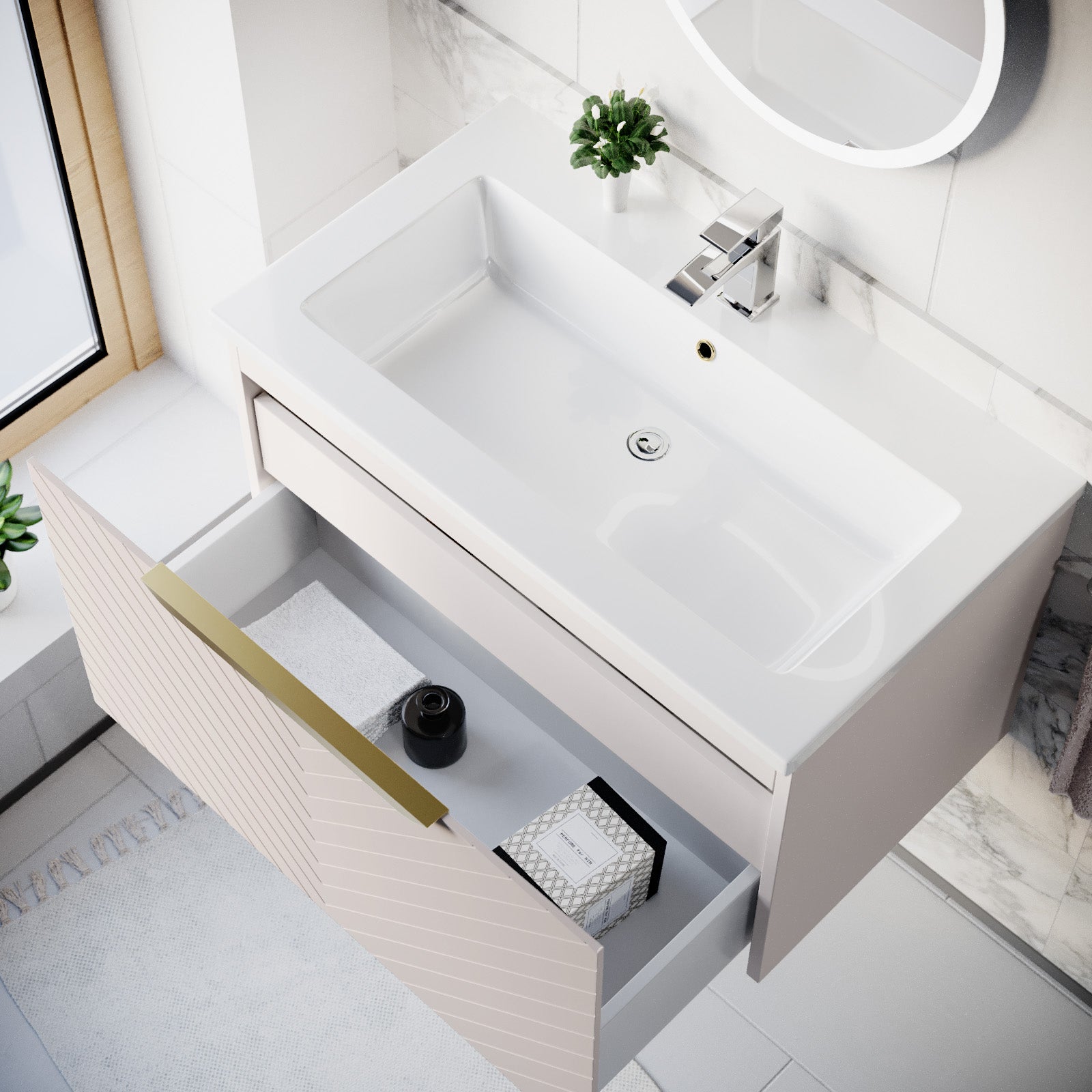 Roxy Pink 800mm Basin Vanity Unit & Close Coupled Toilet