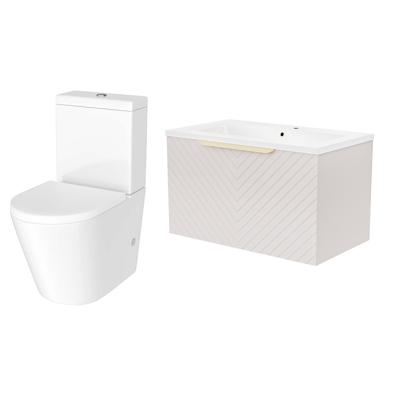 Roxy Pink 800mm Basin Vanity Unit & Close Coupled Toilet