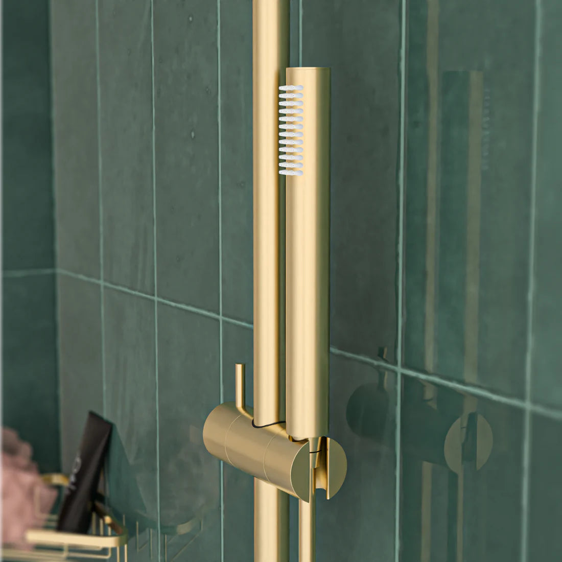 Brushed Brass Round Wall Mounted Slider Rail Shower Kit With Handset