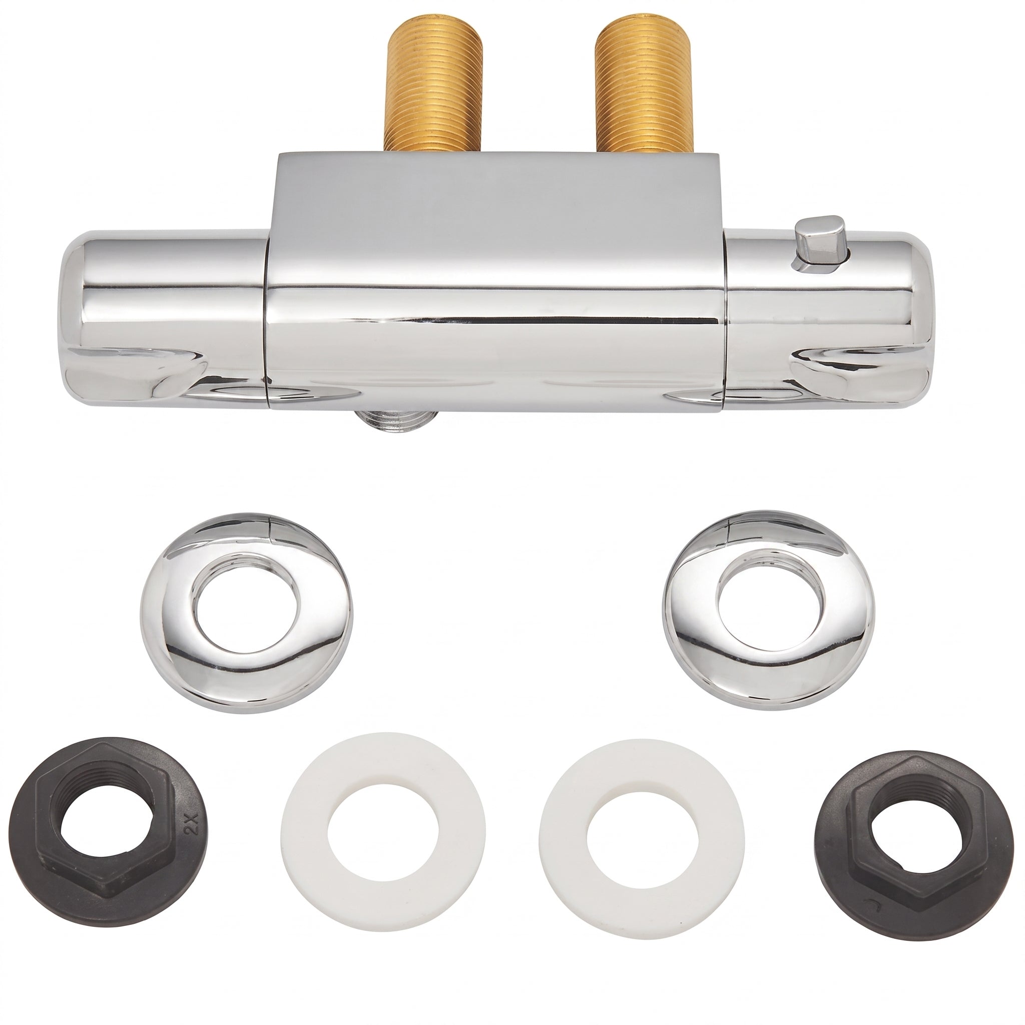 Jazz Horizontal Chrome Thermostatic Bar Shower Mixer Valve - 45mm Fixing Centres