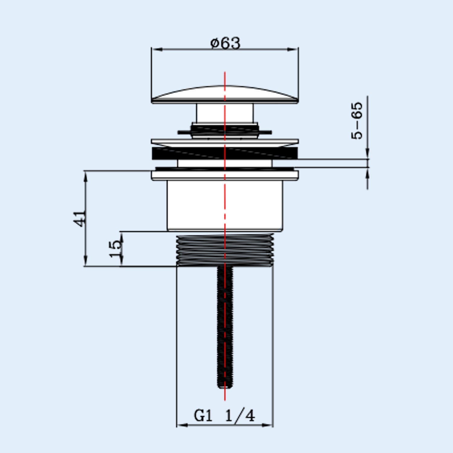 Universal Round Push Button Basin Waste Slotted & Unslotted - Chrome