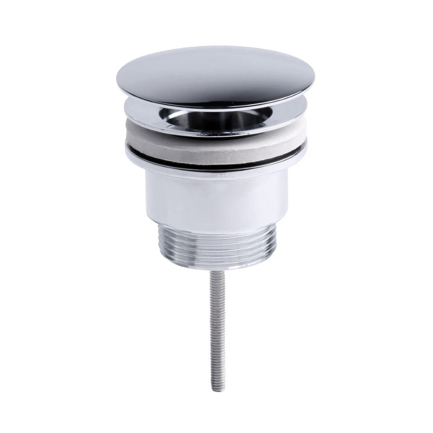 Universal Round Push Button Basin Waste Slotted & Unslotted - Chrome