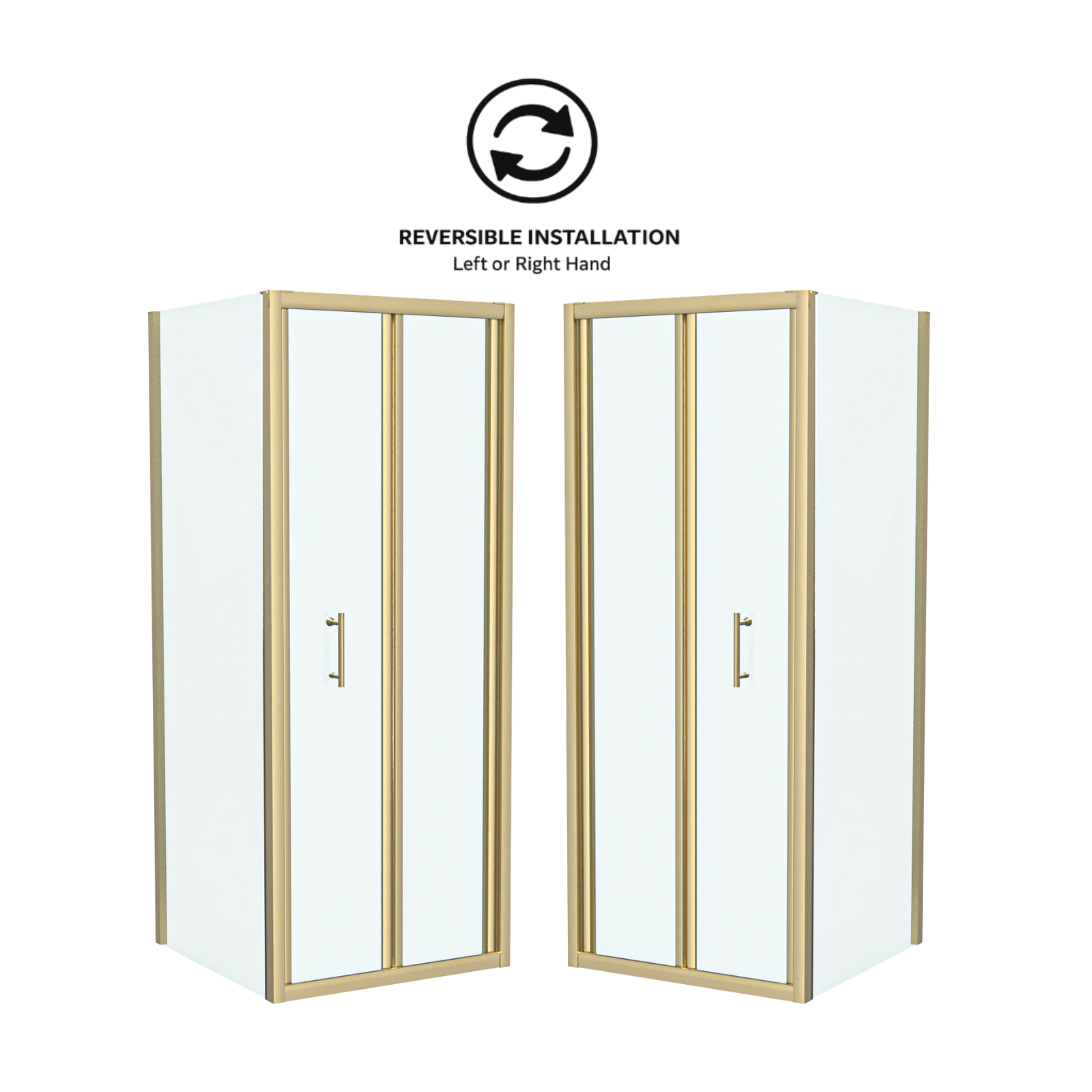 Brushed Brass 800 x 700mm Bi-fold Tempered Glass Shower Enclosure