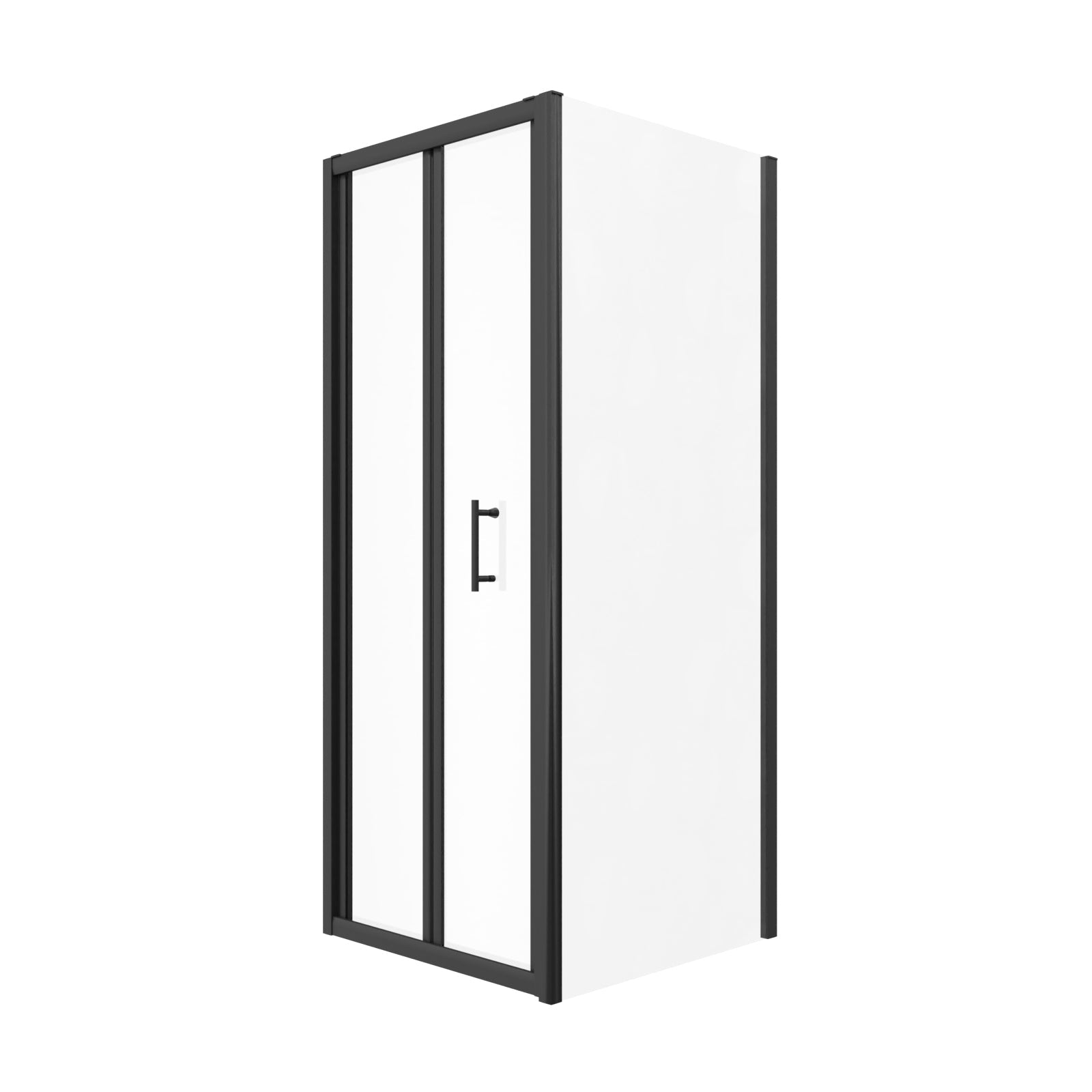 Black 760mm Bi-fold Shower Door, 700mm Side Panel Tempered Glass