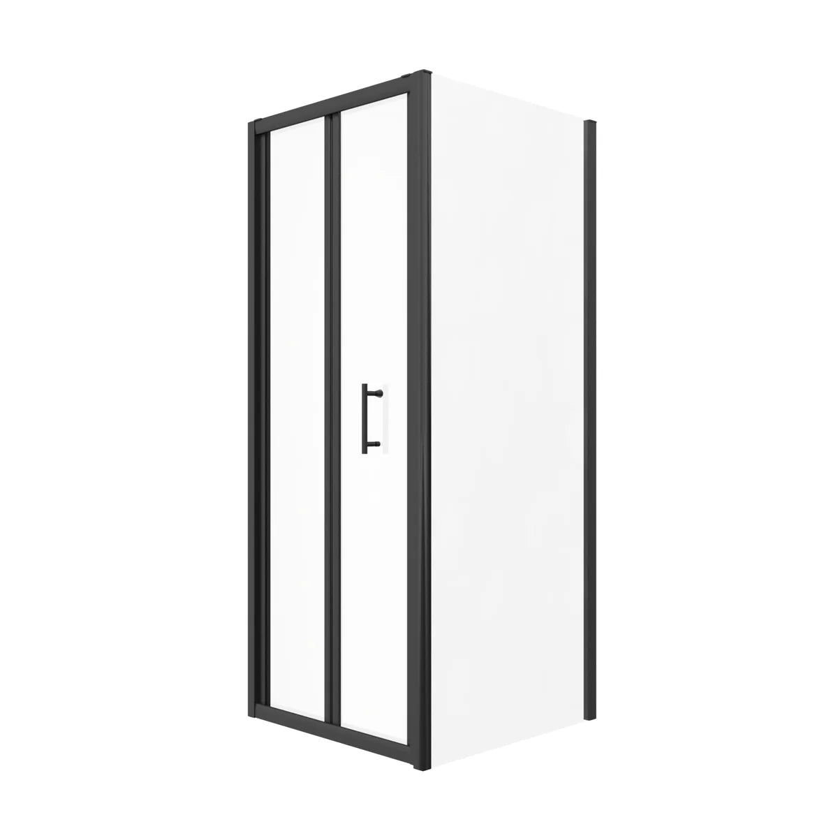 Black 760mm Bi-fold Shower Door, 760mm Side Panel Tempered Glass