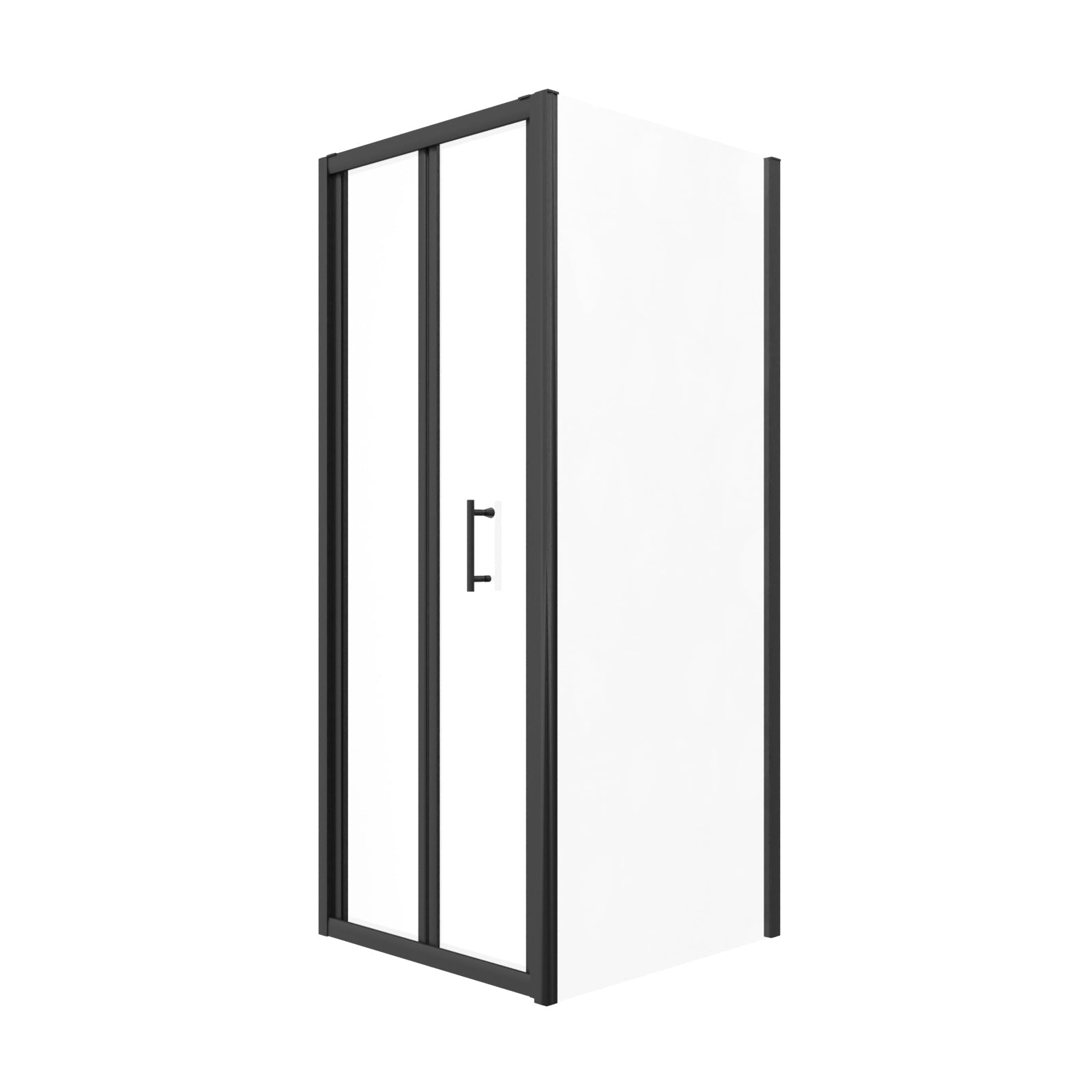 Black 800mm Bi-fold Shower Door, 800mm Side Panel Tempered Glass