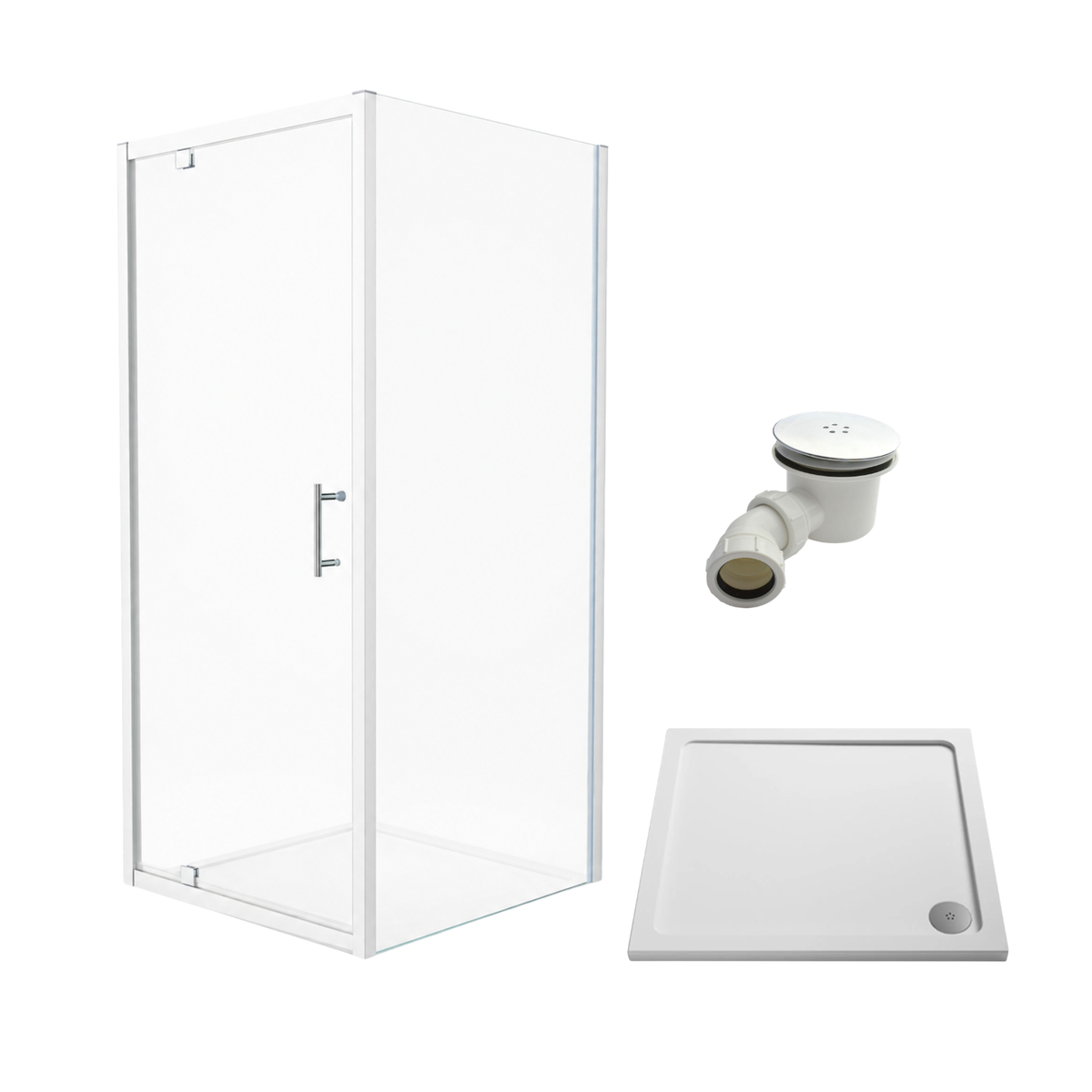 Jupiter Chrome Pivot Door Shower Enclosure with Tray