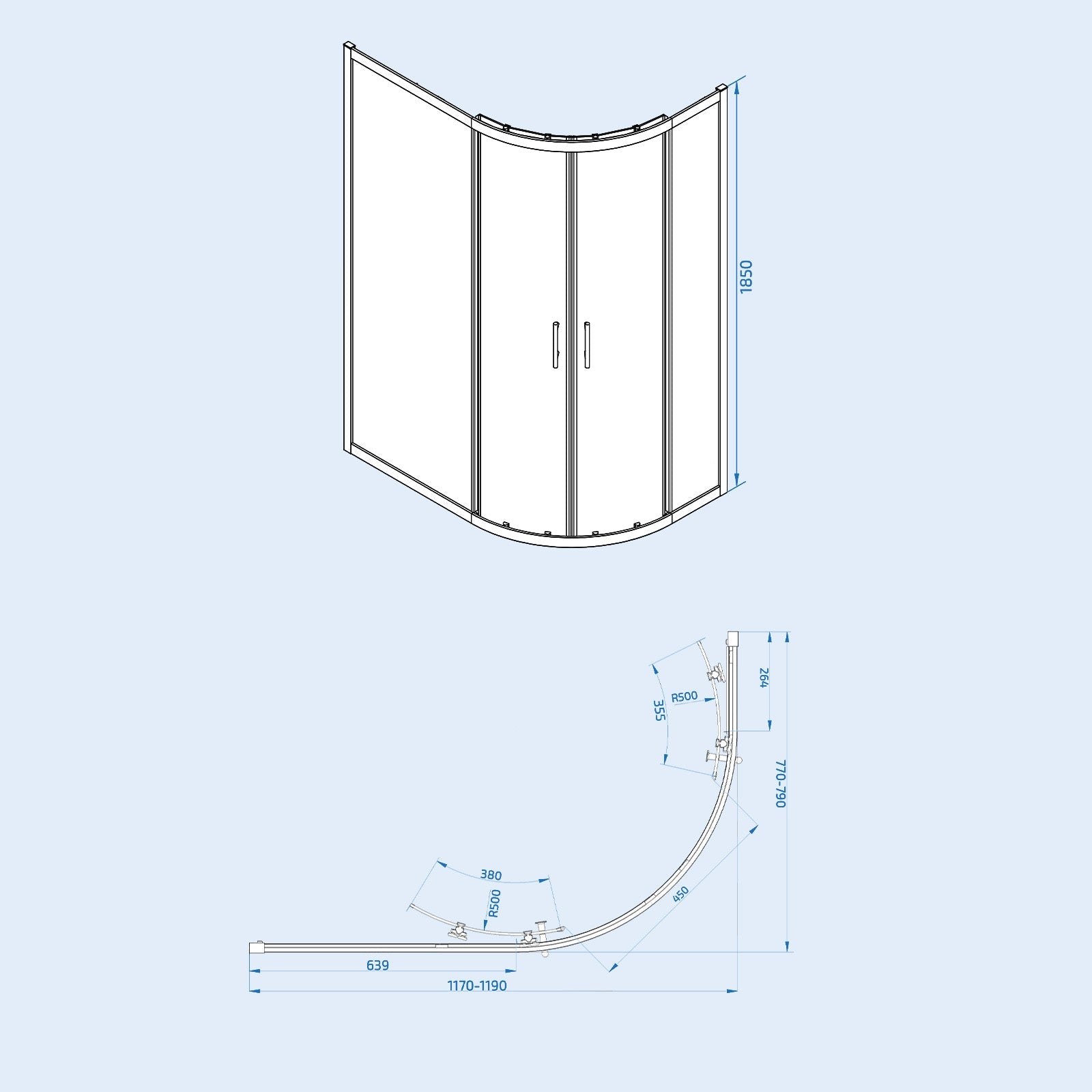 1200 x 800mm Offset Quadrant Shower Enclosure Brushed Brass & Tray