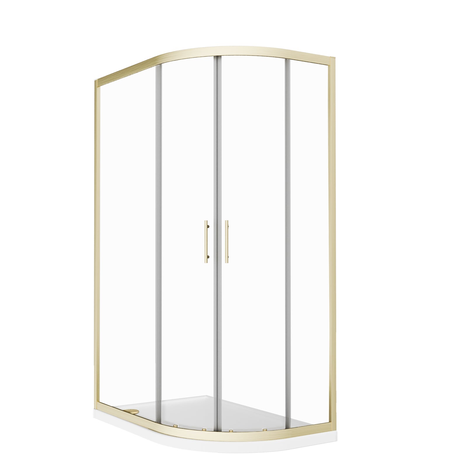 1200 x 800mm Offset Quadrant Shower Enclosure Brushed Brass & Tray
