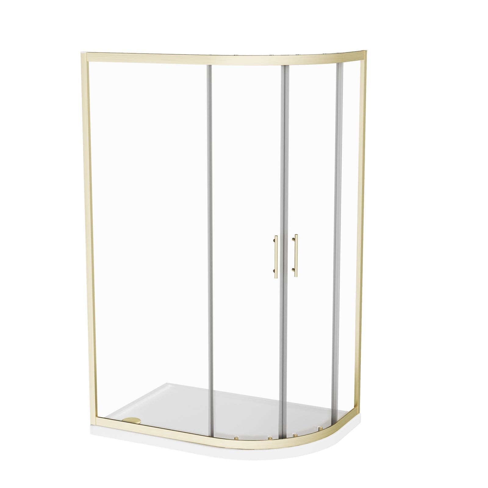 1200 x 800mm Offset Quadrant Shower Enclosure Brushed Brass & Tray