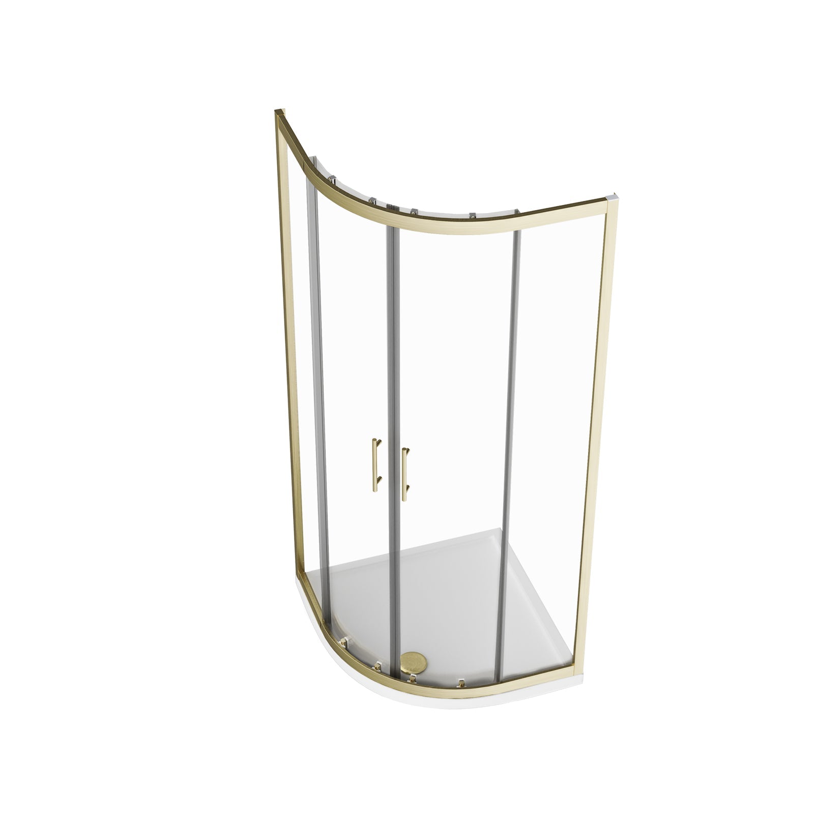 Quadrant 800 x 800mm Shower Enclosure Brushed Brass with Shower Tray