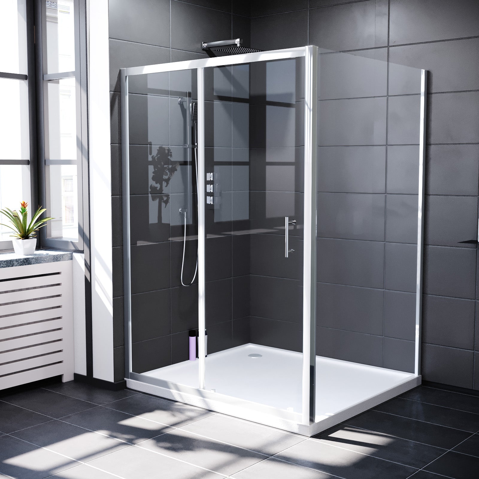 Manga 1000 x 1000mm Shower Enclosure Sliding Door & Side Panel Chrome