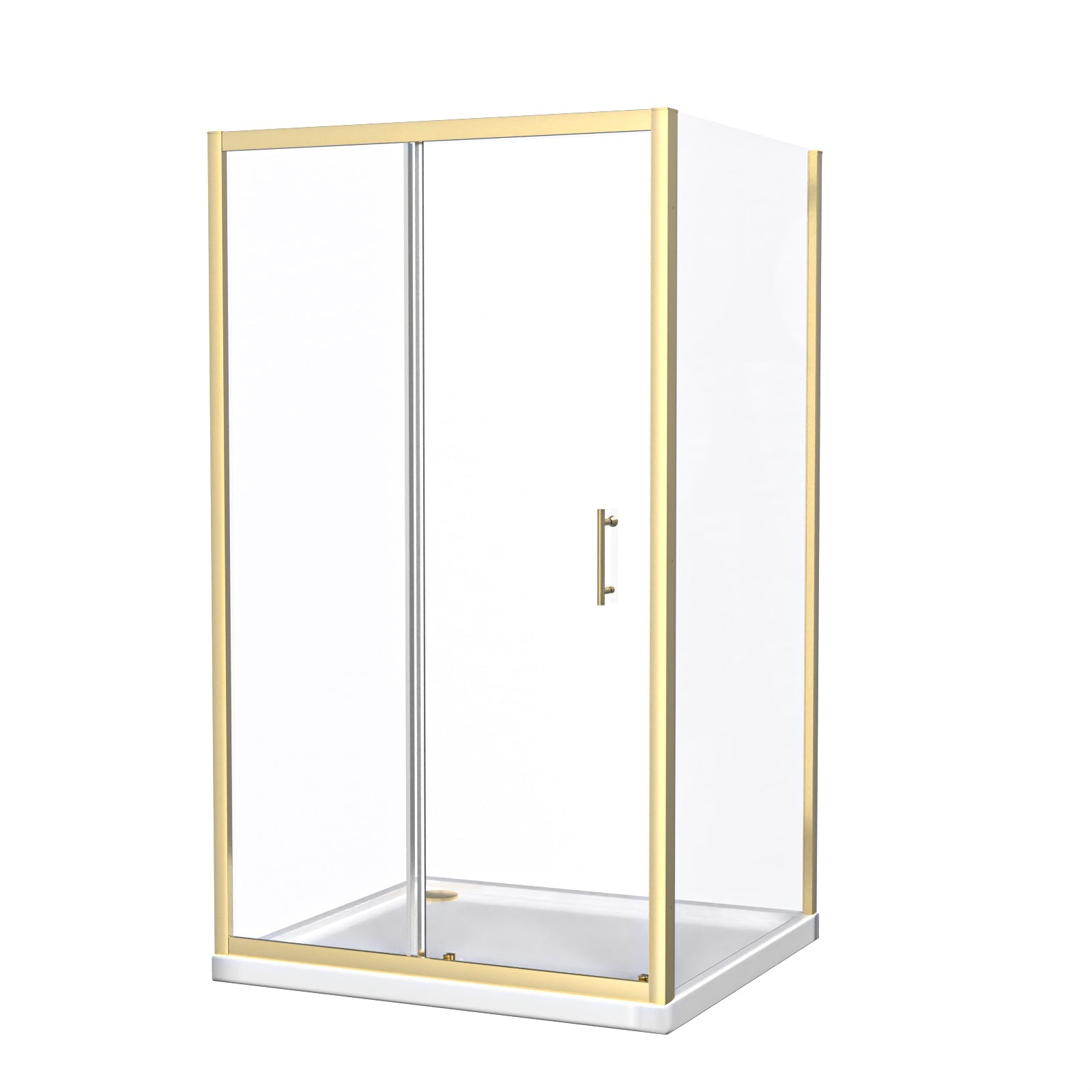 Manga 1100 x 900mm Shower Enclosure Sliding Door, Panel & Tray Brushed Brass