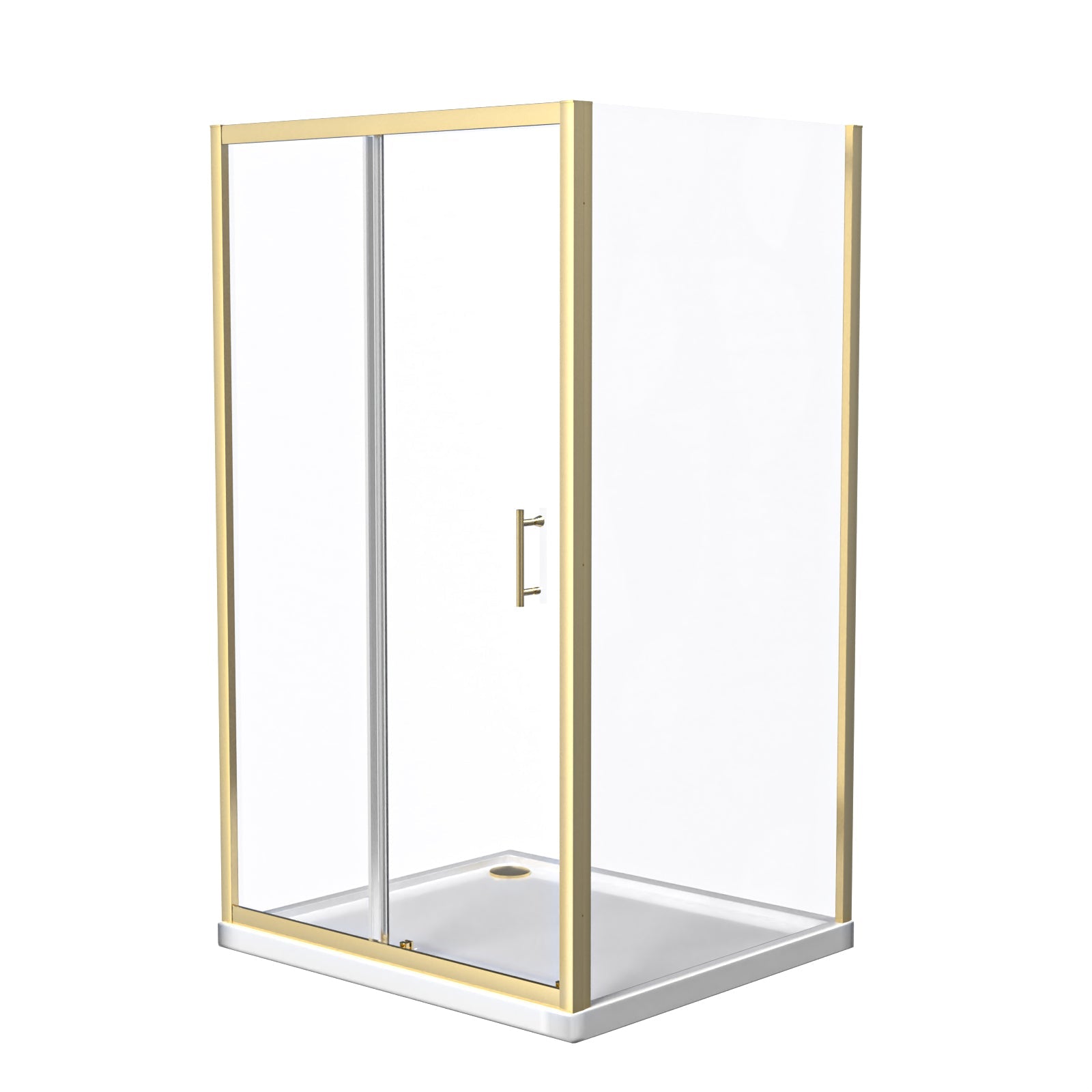 Manga 1100 x 900mm Shower Enclosure Sliding Door, Panel & Tray Brushed Brass