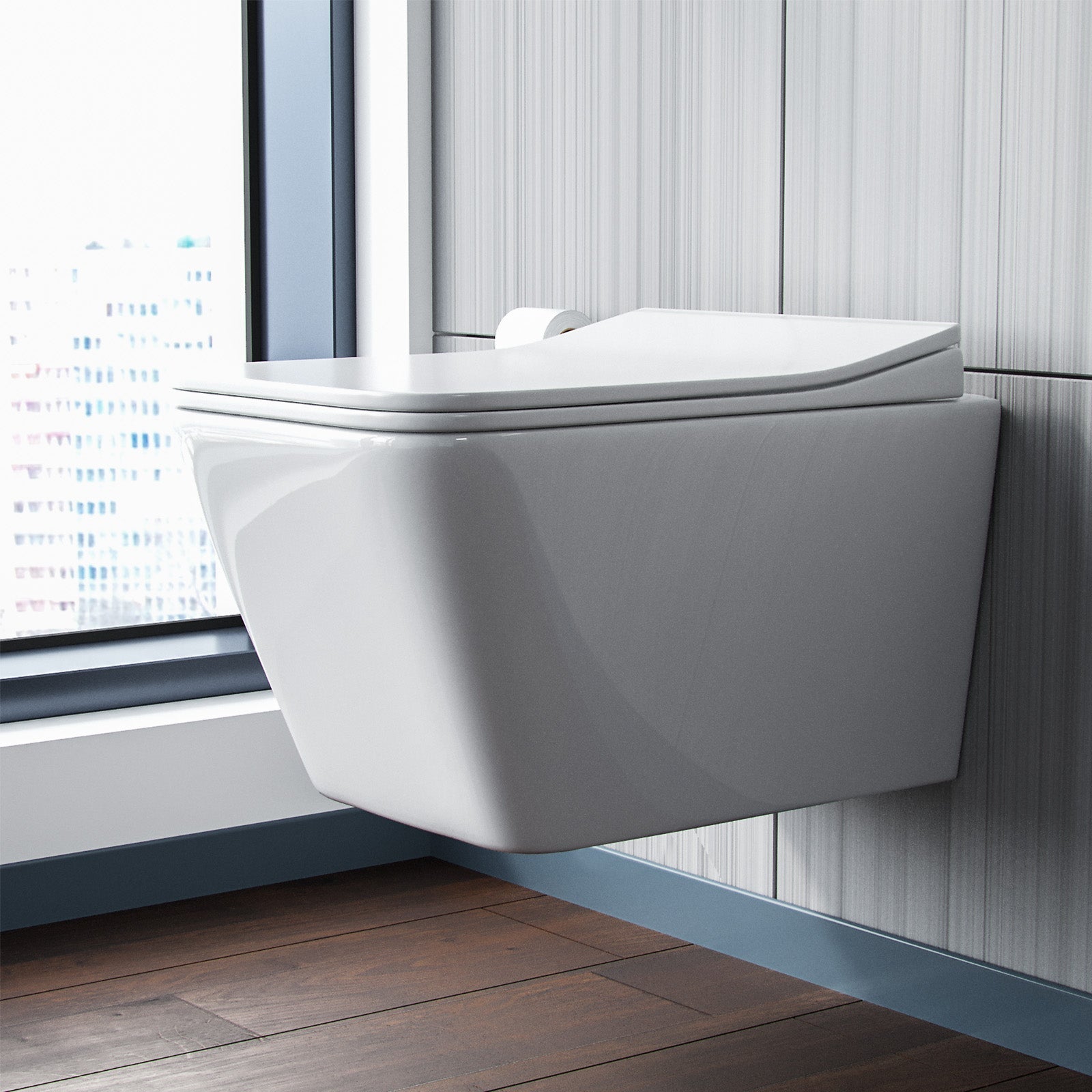 Inton Rimless Wall Hung Toilet Pan + Soft Close Toilet Seat