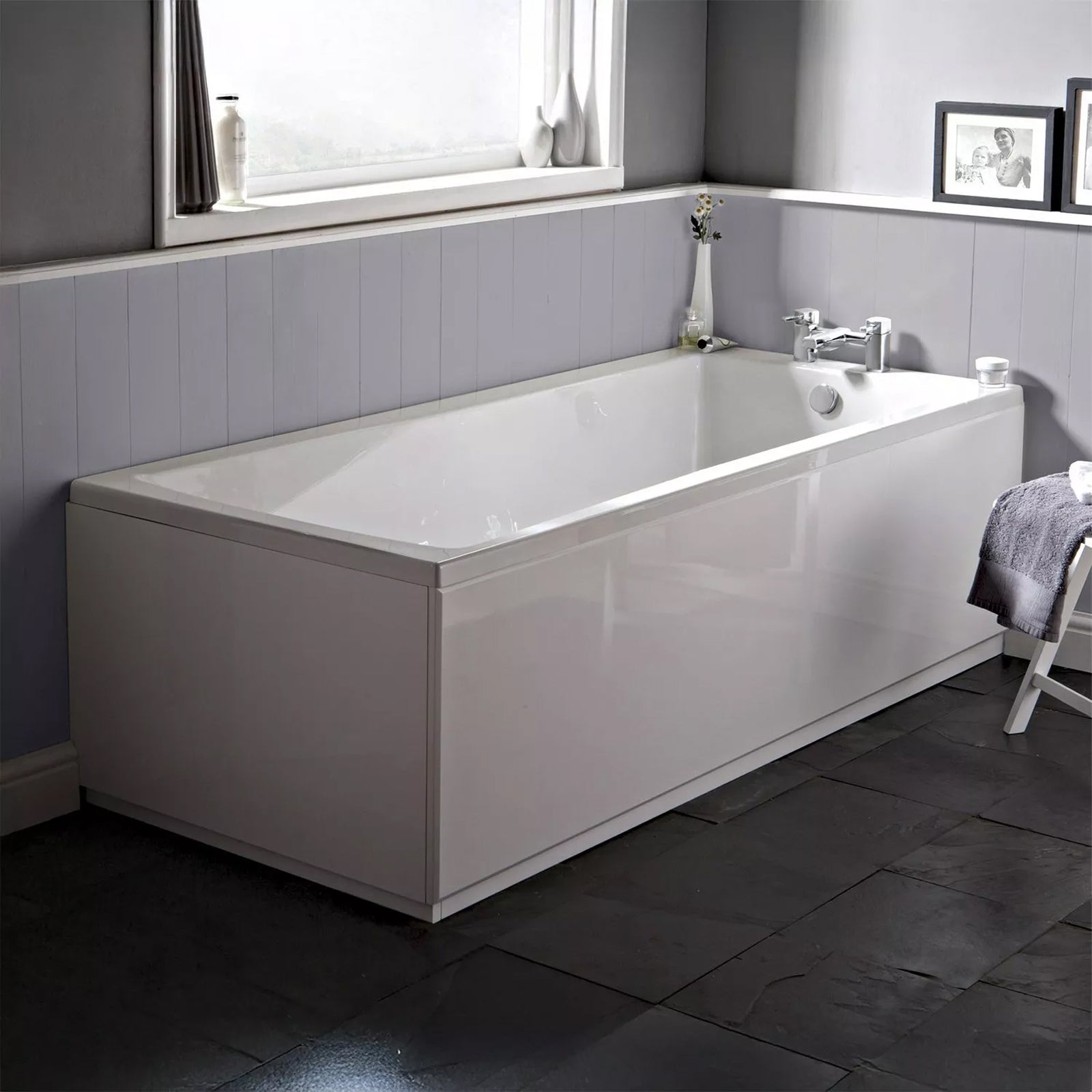 Dylan 1600 x 700mm Square Single Ended Bath with Bath Leg