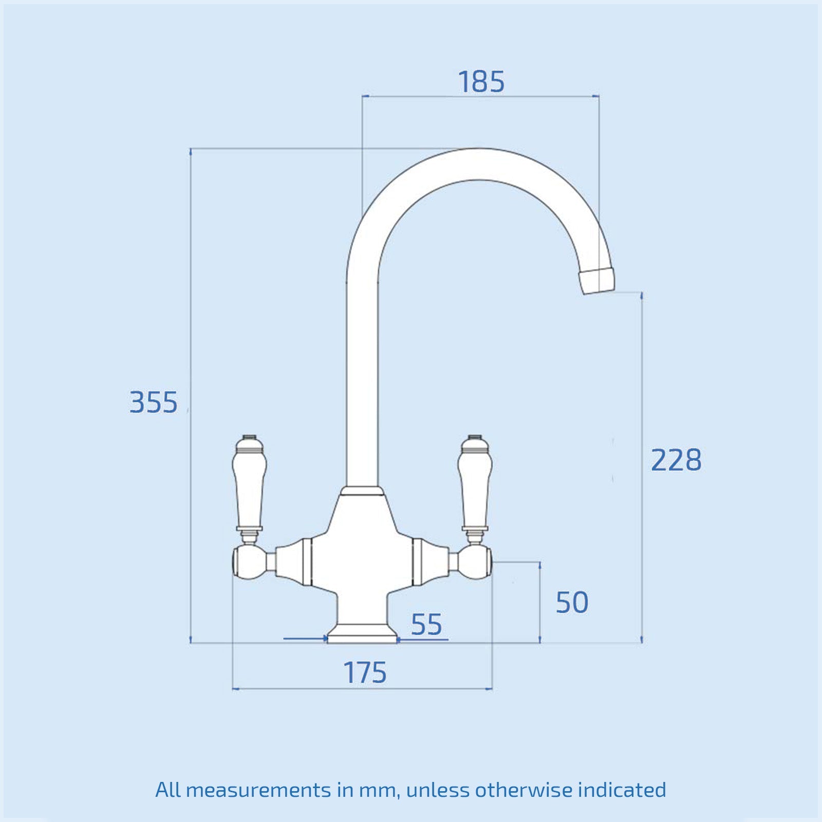 Brushed Brass Traditional Twin Lever Kitchen Mixer
