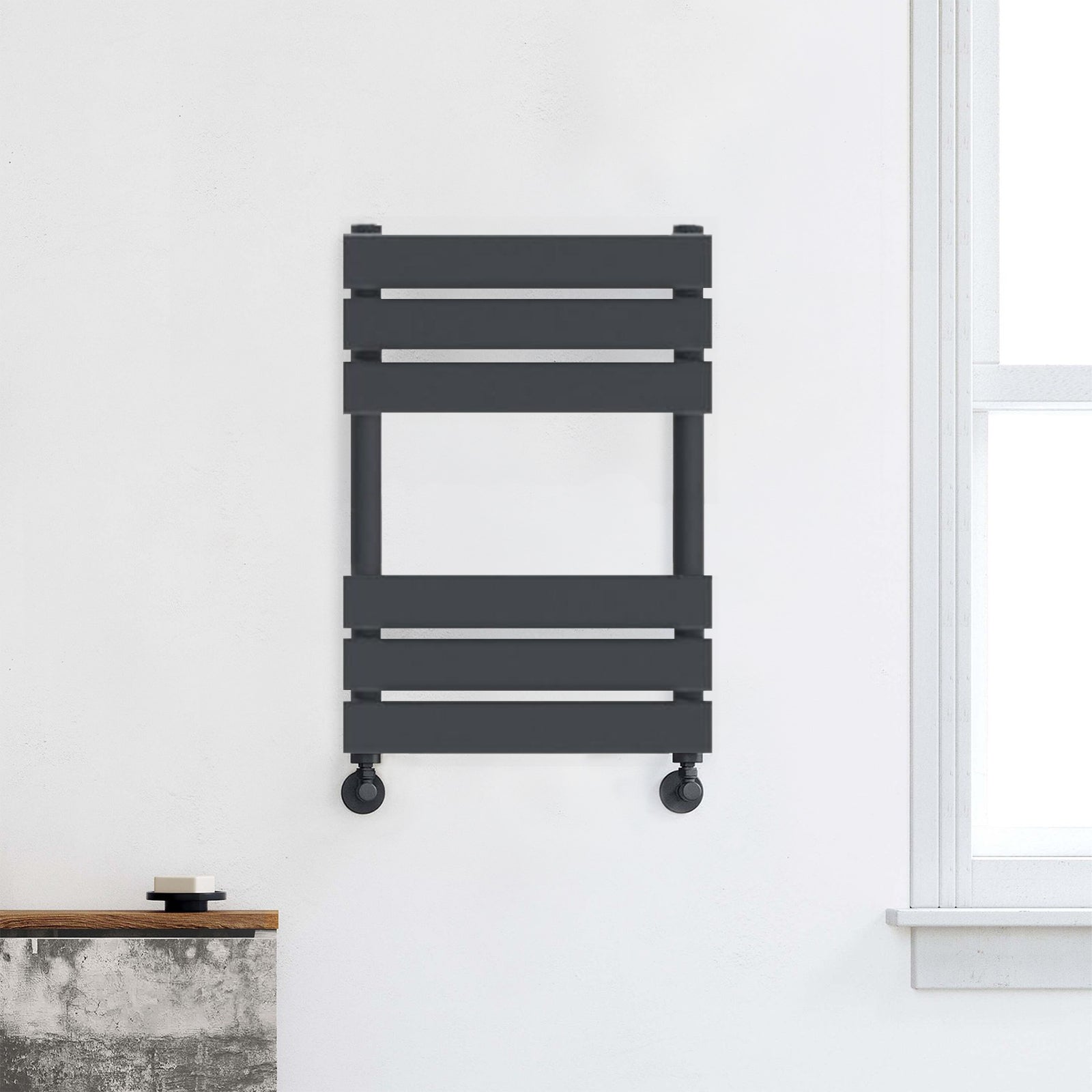 650mm H x 400mm W Anthracite Flat Panel Heated Towel Rail Radiator