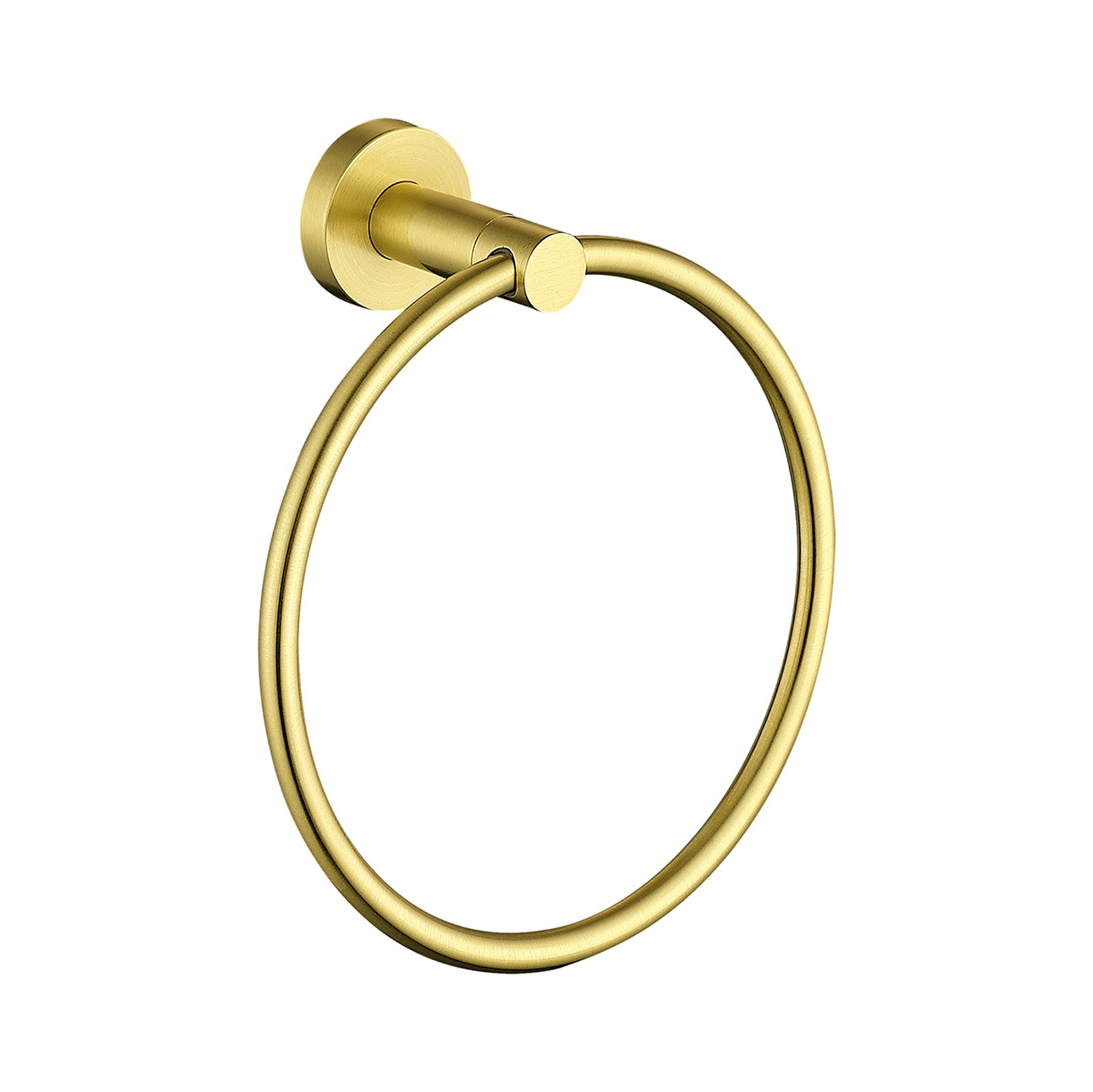 Solid Modern Brushed Brass Metal Bathroom Wall Mounted Towel Ring