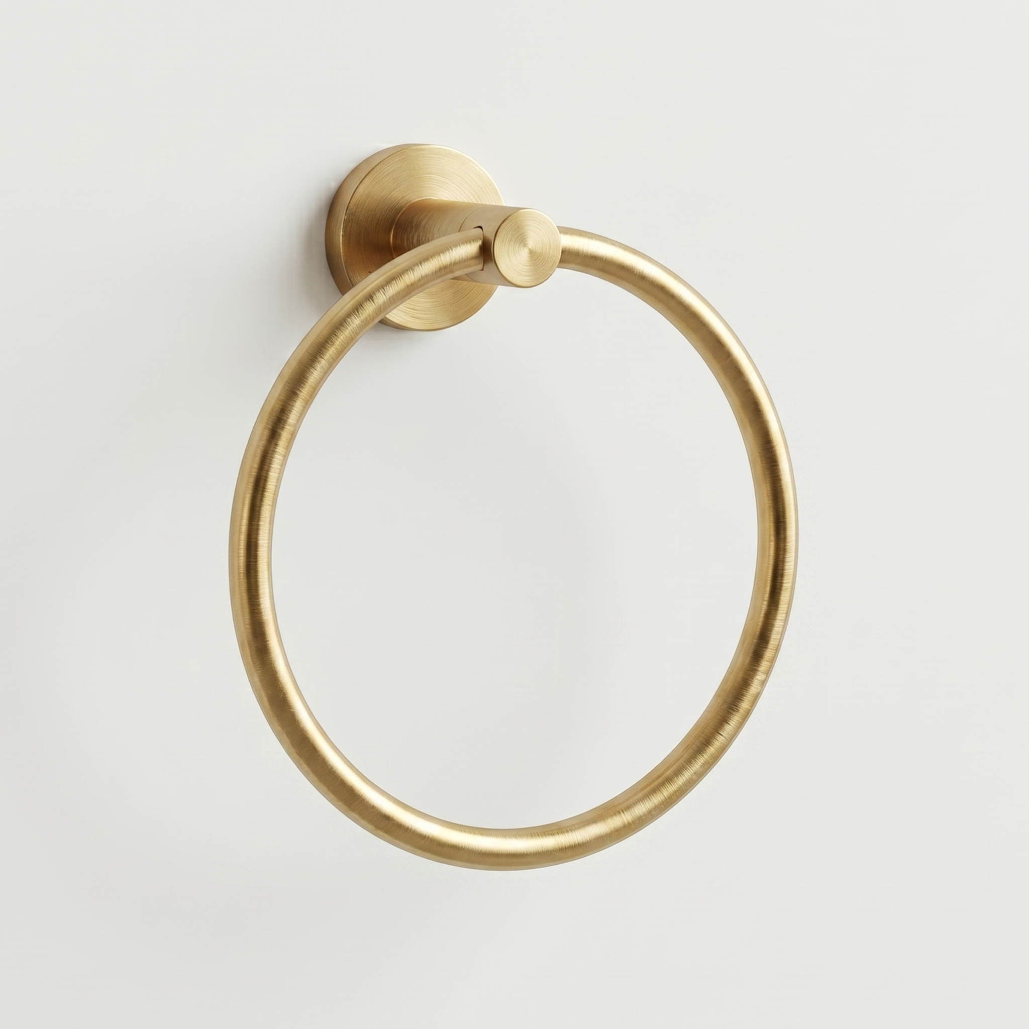Solid Modern Brushed Brass Metal Bathroom Wall Mounted Towel Ring