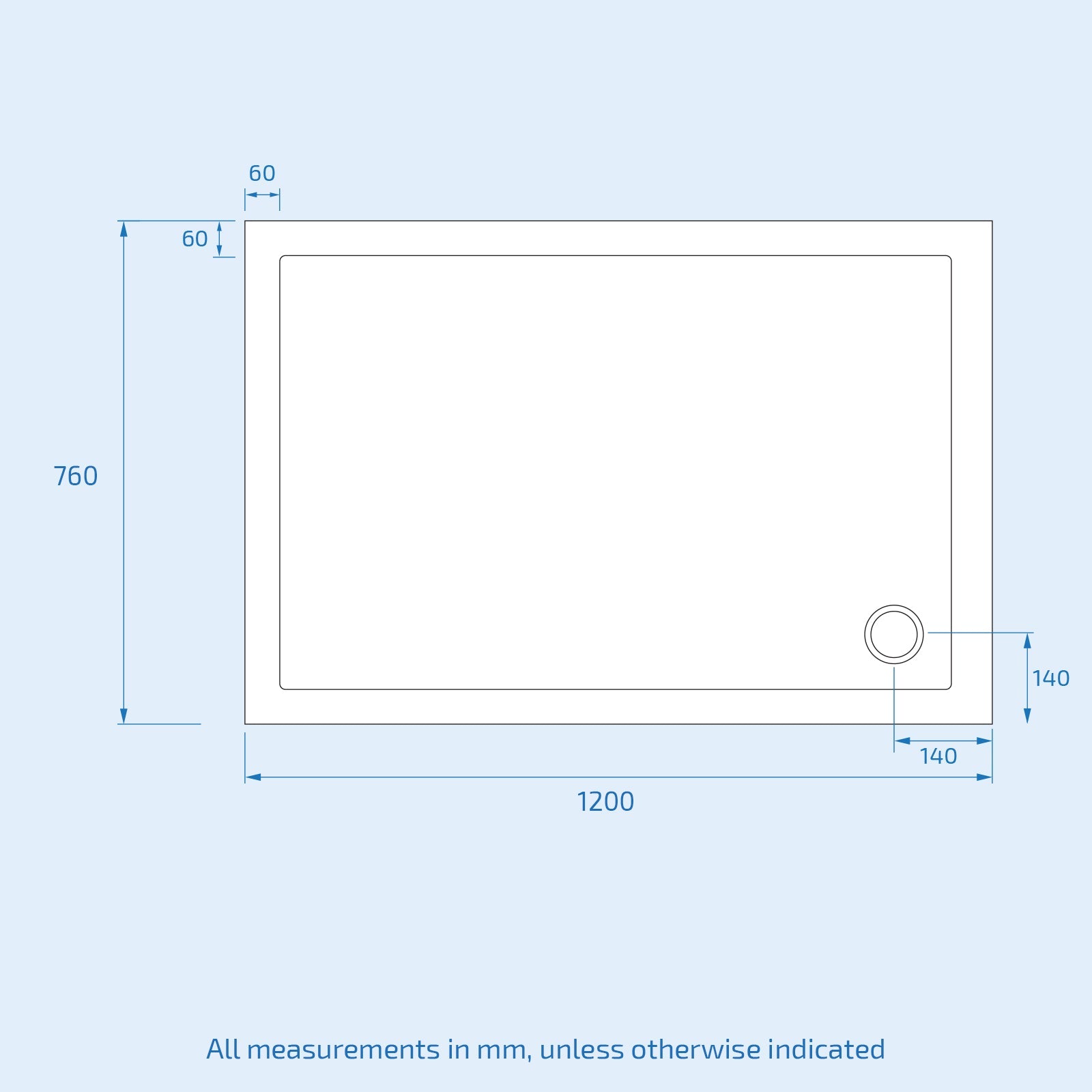 Sliding Shower Door Enclosure #Options_1200 x 760 mm #Tray Options_Low Profile Tray