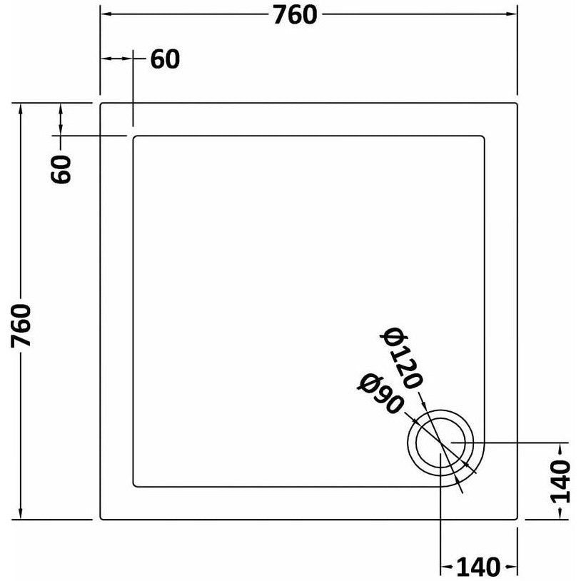 White shower tray 760 x 760 mm image # Options_760 x 760 mm