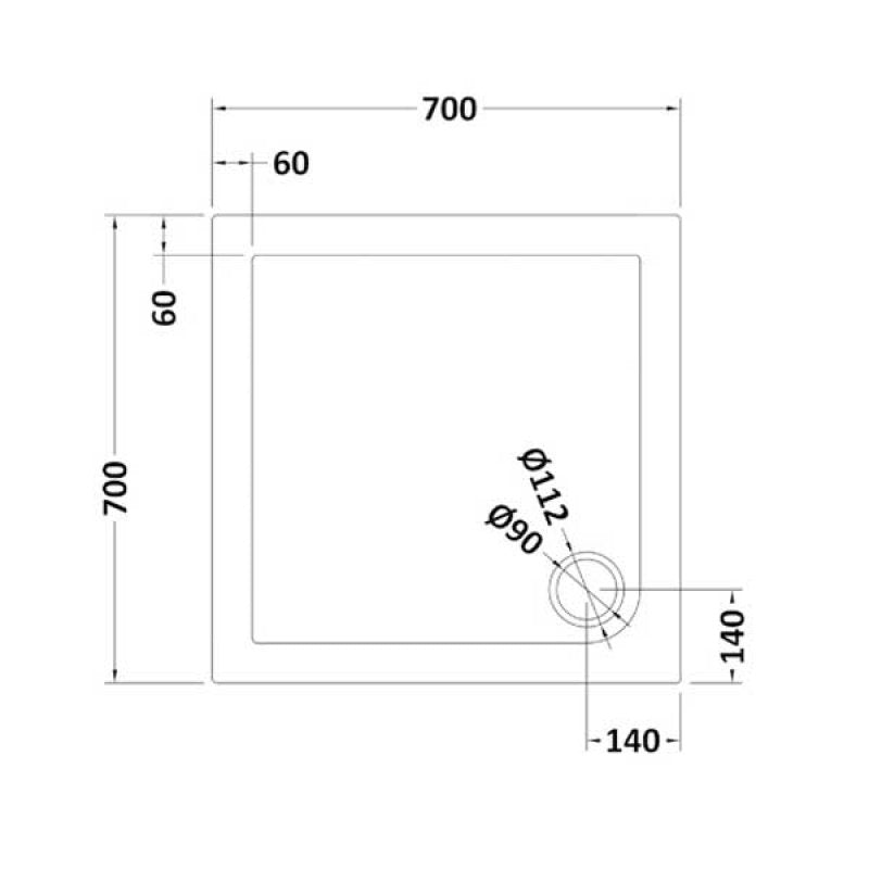Harper square/rectangle shower tray slate grey 700 × 700 mm image # Options_700 x 700 mm
