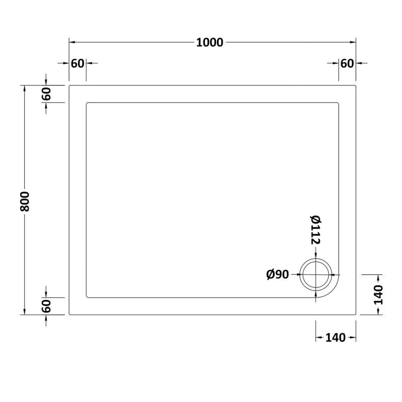 White shower tray 1000 x 800 mm image # Options_1000 x 800 mm